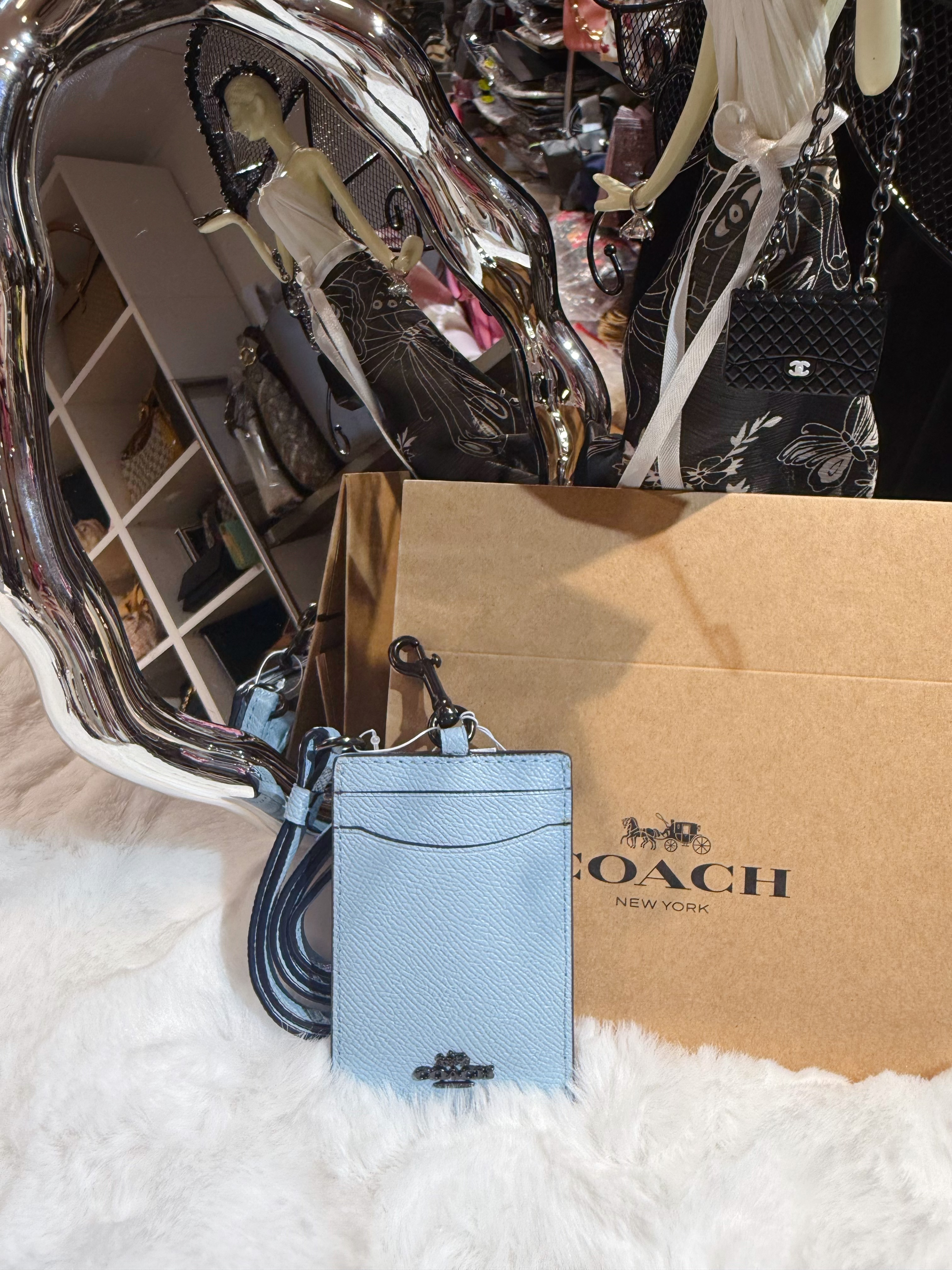 Coach lanyard card case sf/blue