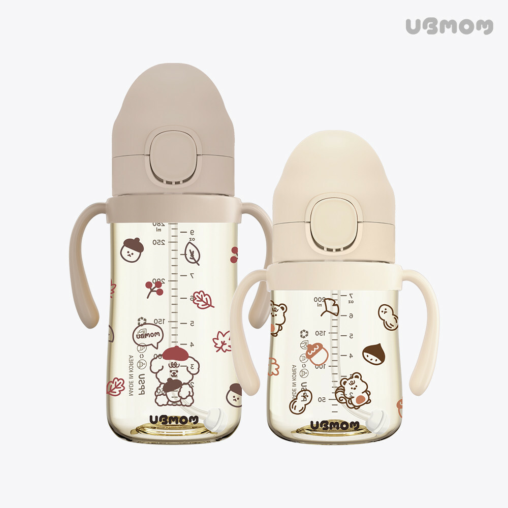 UBMOM 特別版秋楓賞栗系列PPSU吸管杯 (200ml) -原裝配彈蓋帶重力球及直飲管