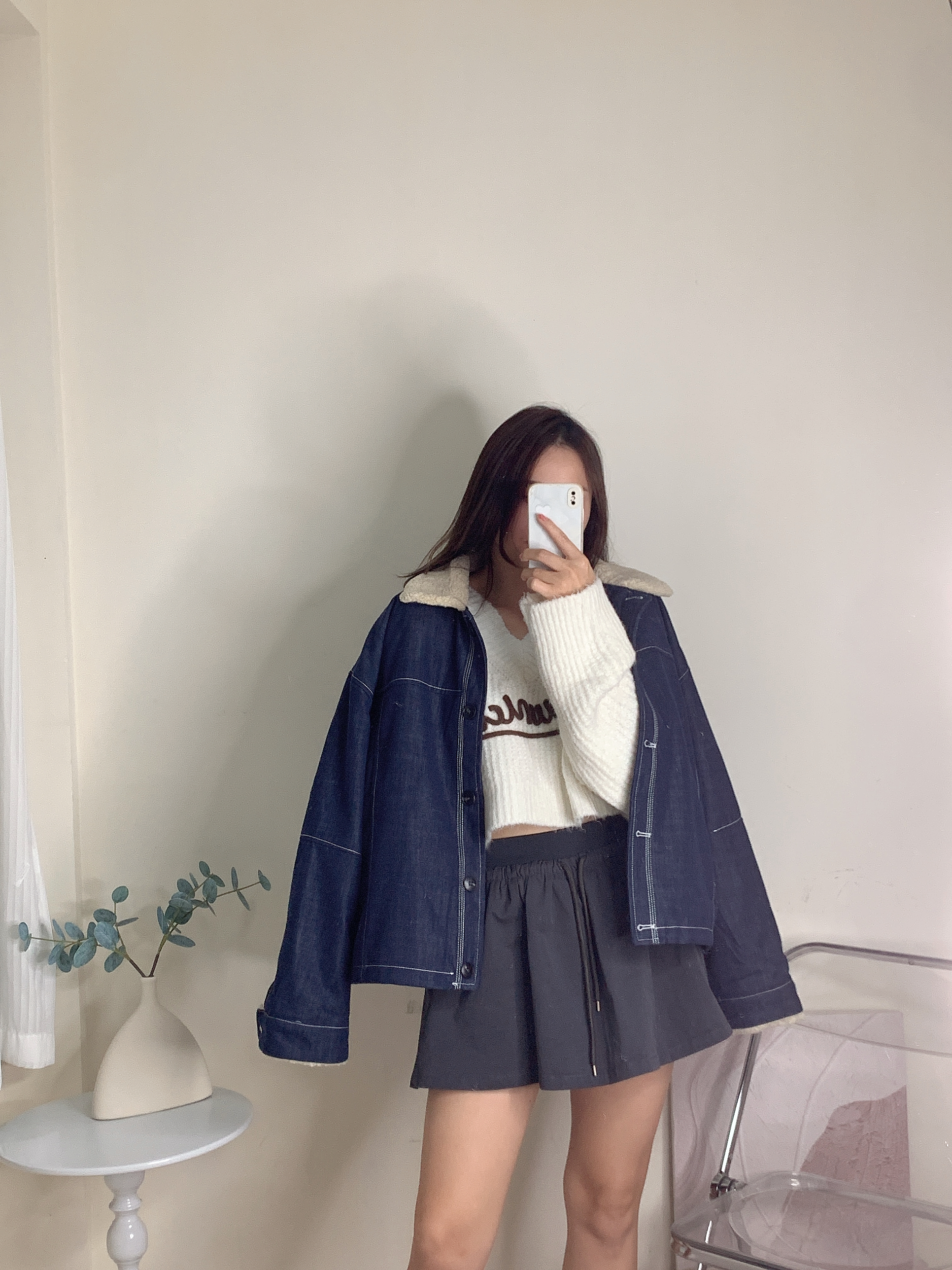 羊羔毛領牛仔褸