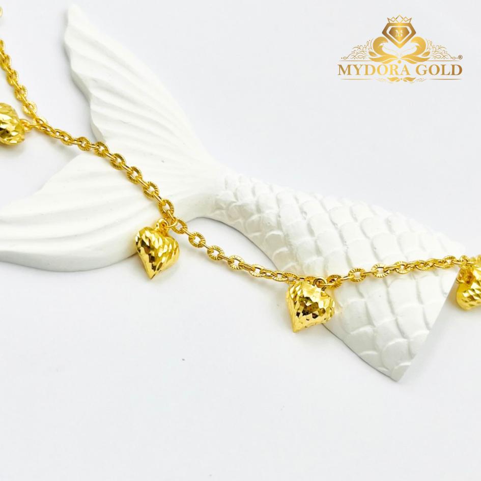 MYDORA Rantai Tangan Mini Sauh Matahari Gantung 5 Love Pahat | EMAS 916/22k