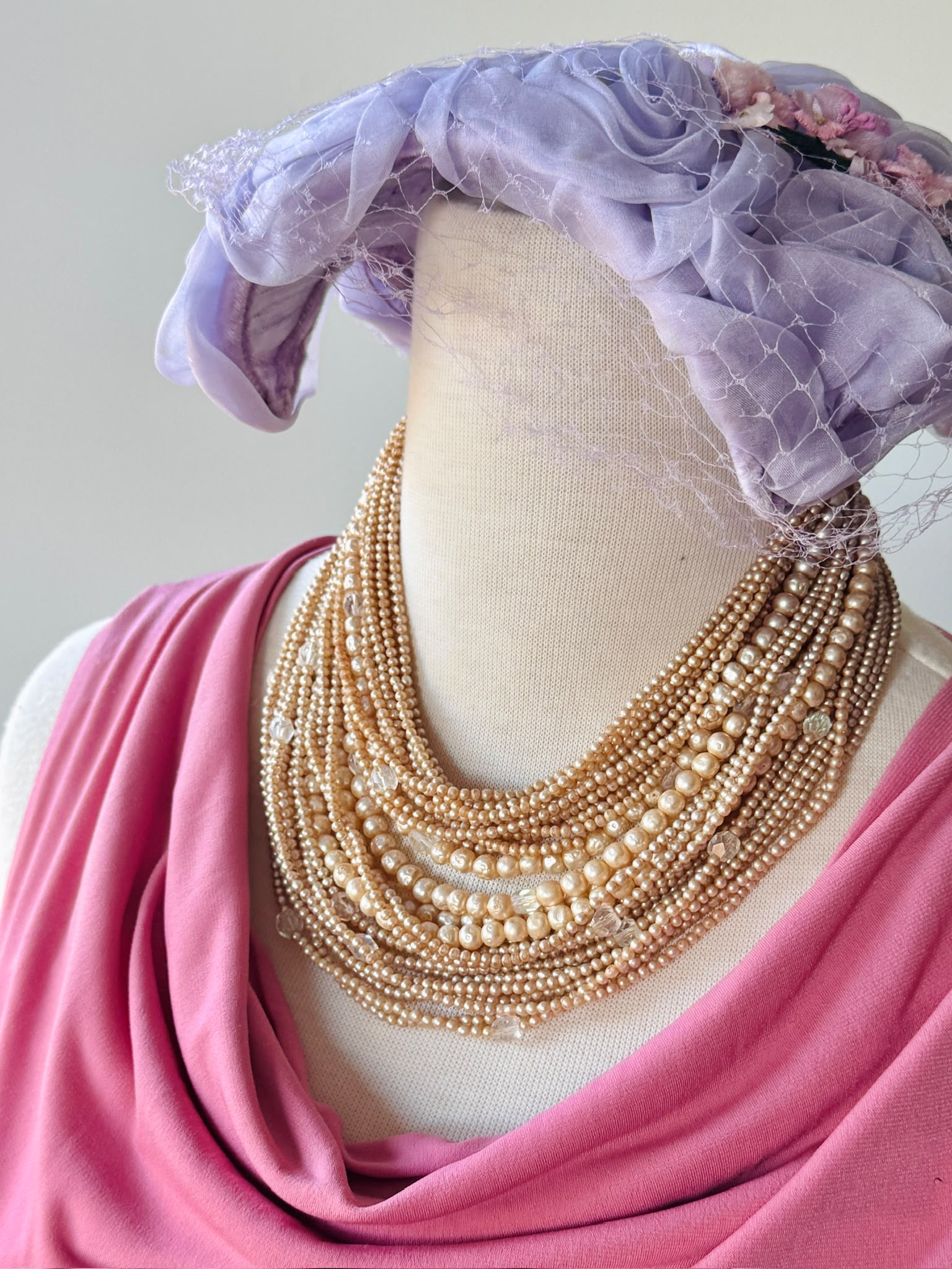 Vintage 1960s Multiple-Row Statement Princess Necklace (MT2648)