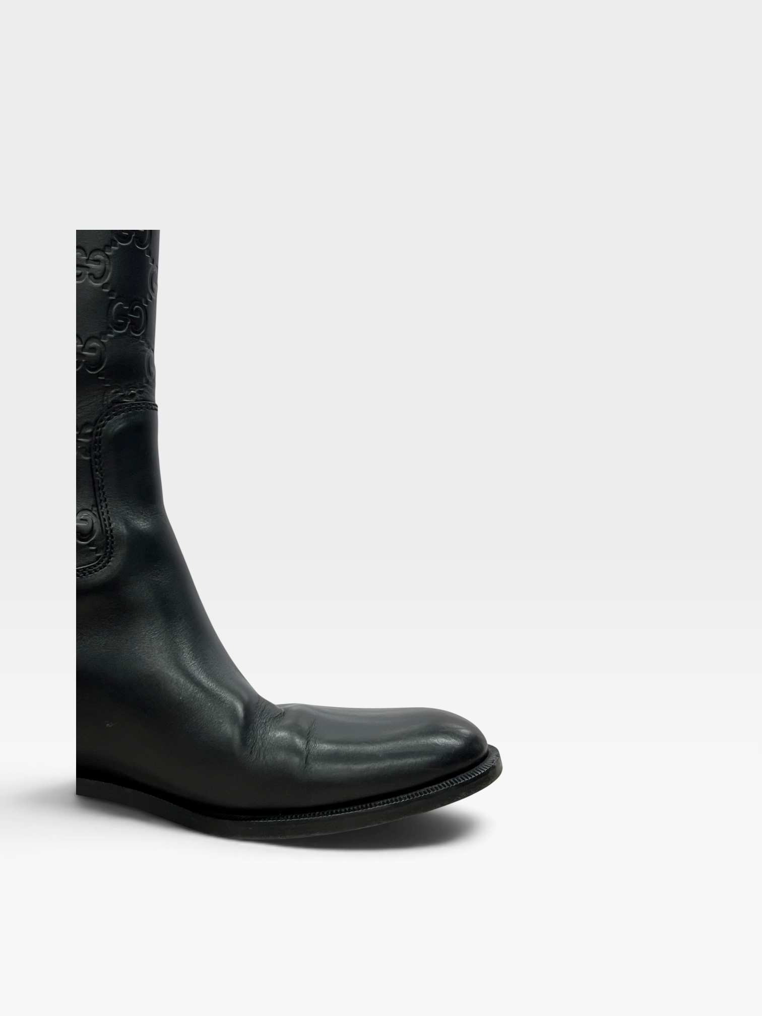 Pre-owned Gucci black Guccissima leather 85th anniversary knee-length boots / Product Code: 090202