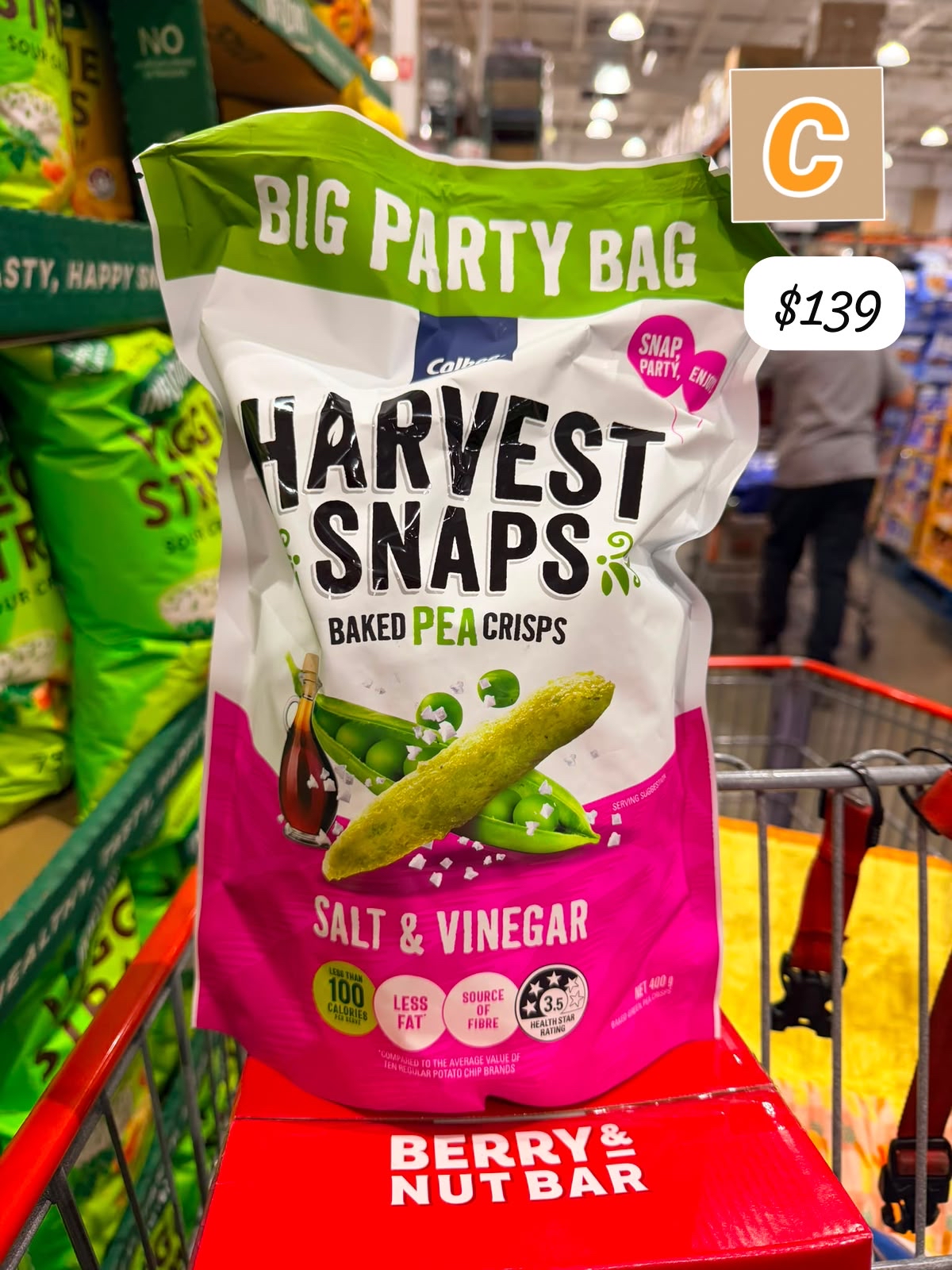 C-2608-澳洲Costco 好味澳洲零食 Calbee – Harvest Snaps – 豌豆脆片400g-9月中到貨