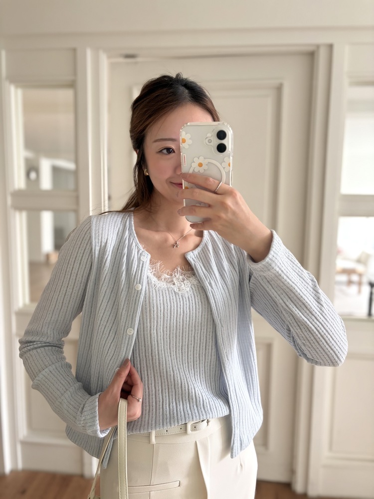 [假兩件] Lumiere Lace Layered Top (Babyblue)