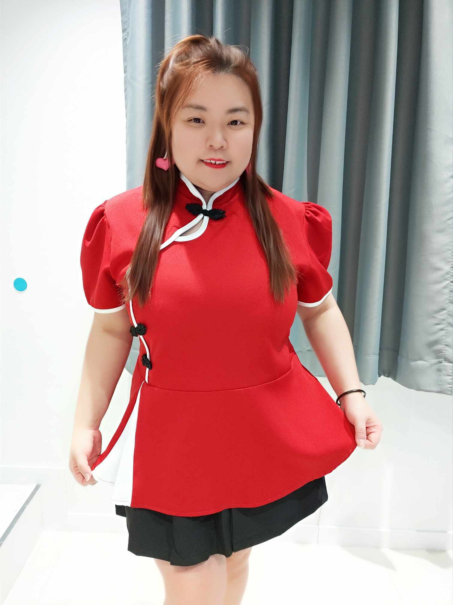 ENB03 拼接衣摆设计盘扣上衣