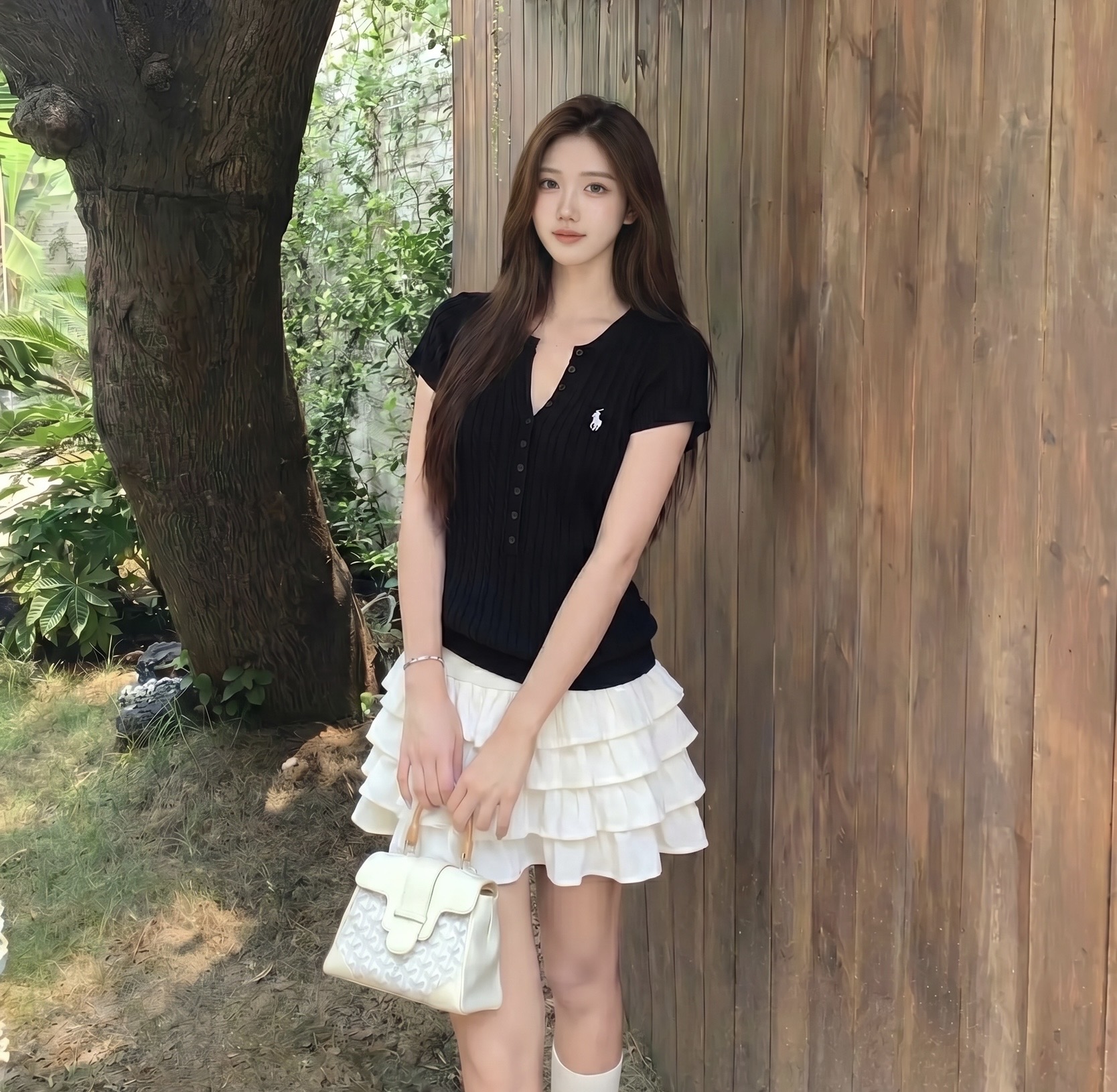 亨利短袖针织衫  Cable-Knit Henly Short Sleeve Top