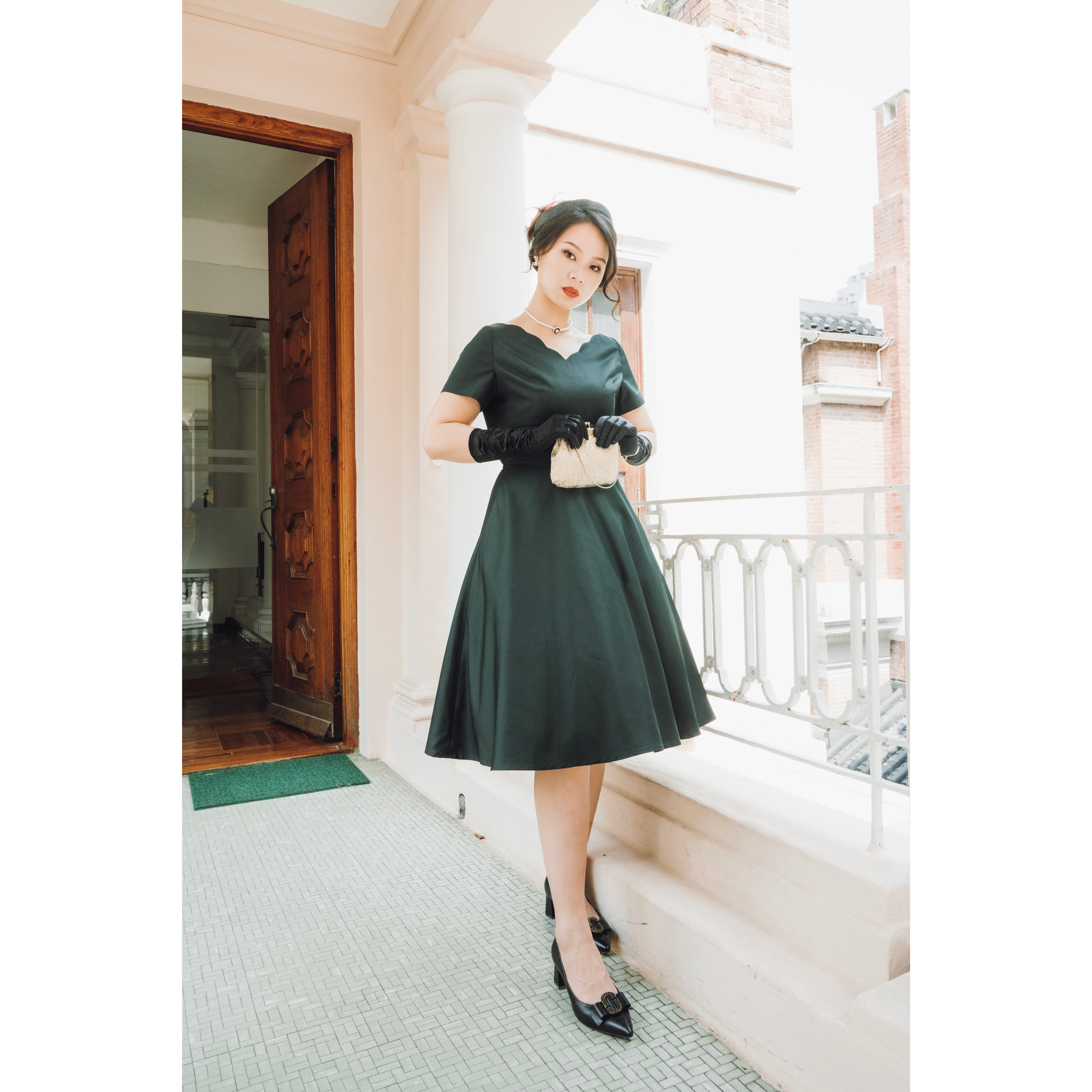 (Ready/Custom-Made) Heirloom Series Scallop Edge Swing Cocktail Dress - Green (FM170)