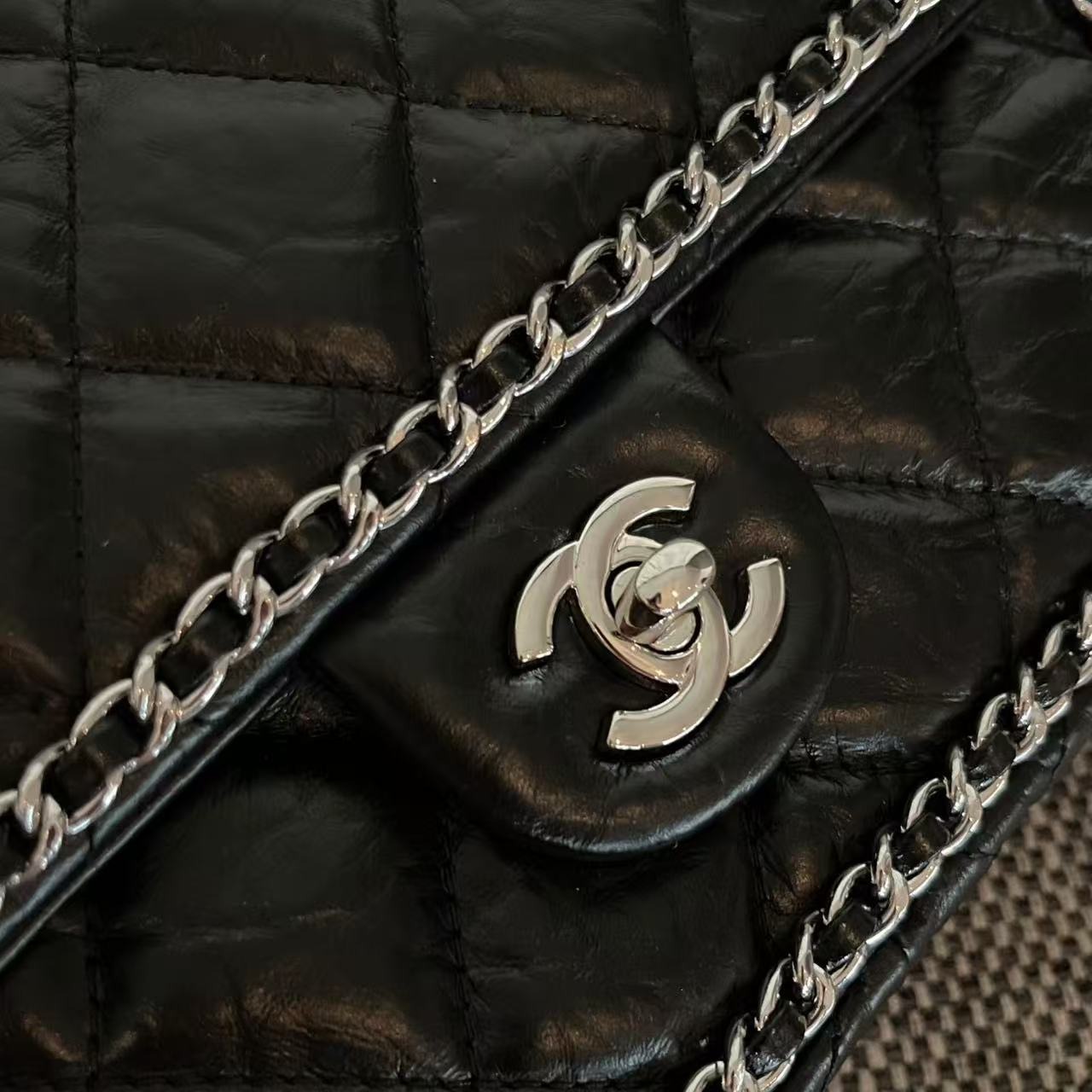 【頂級原單】Chanel Vintage系列銀色滾邊鏈條包
