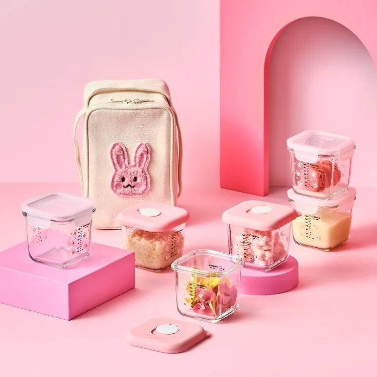vivienda x glasslock 6 個混合分級嬰兒 食品容器和保冷袋套裝 (兔仔）