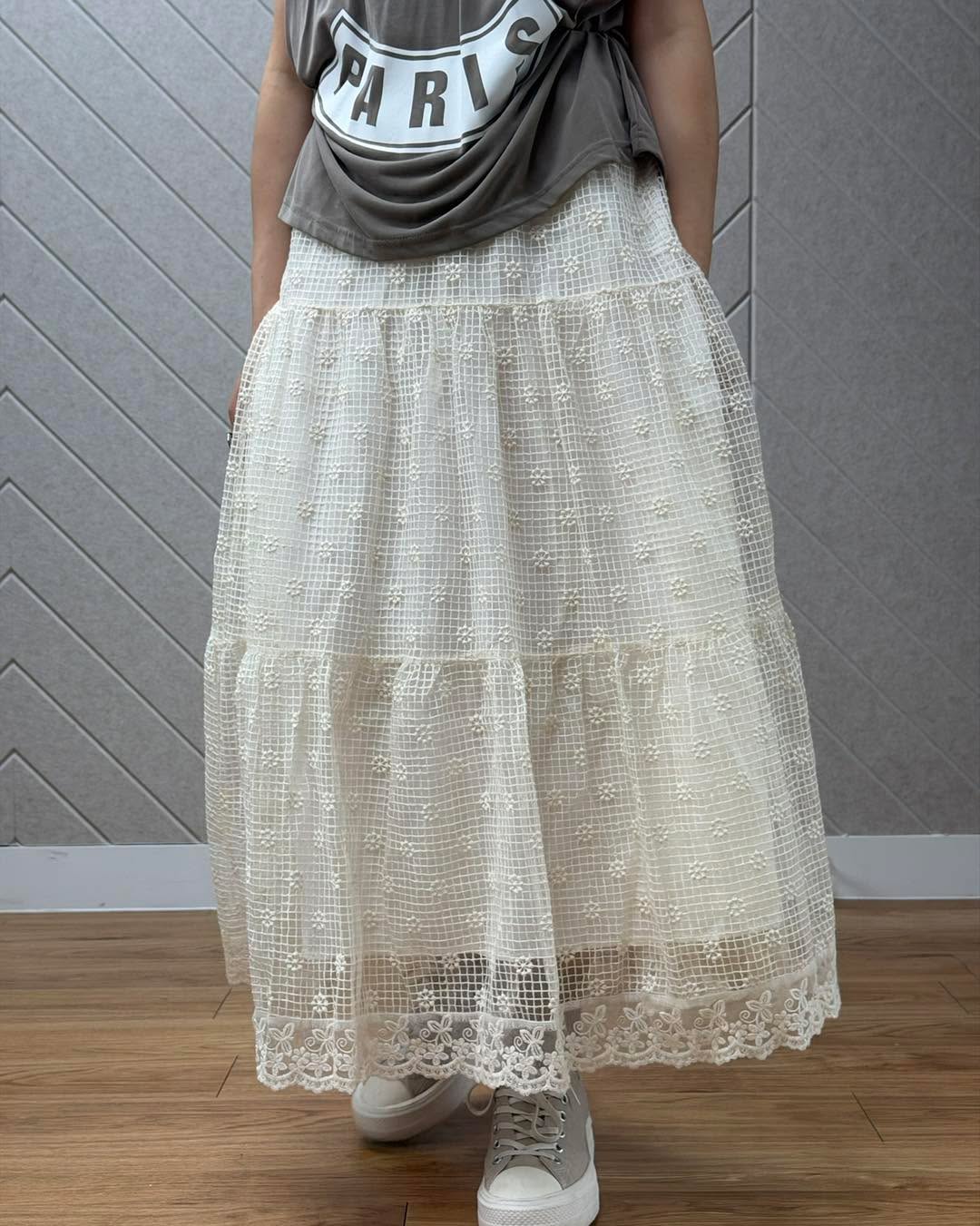 通花網紗半腰裙