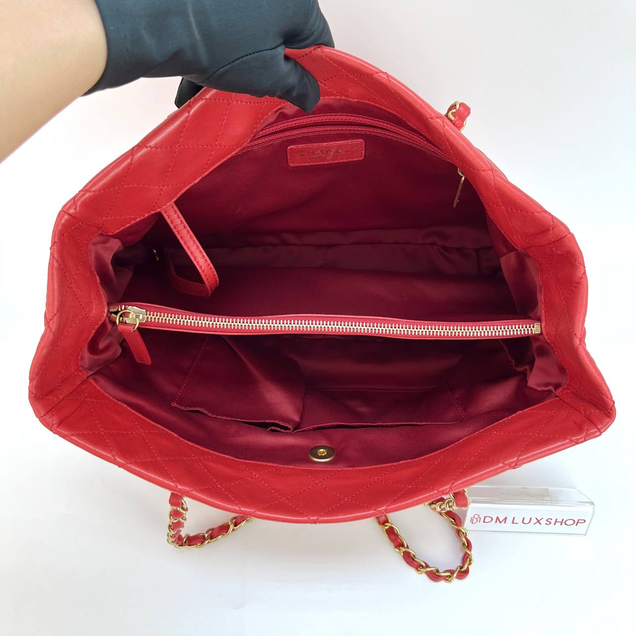 Chanel Red Matelasse Lambskin Shopping Tote GHW (Serial 18)