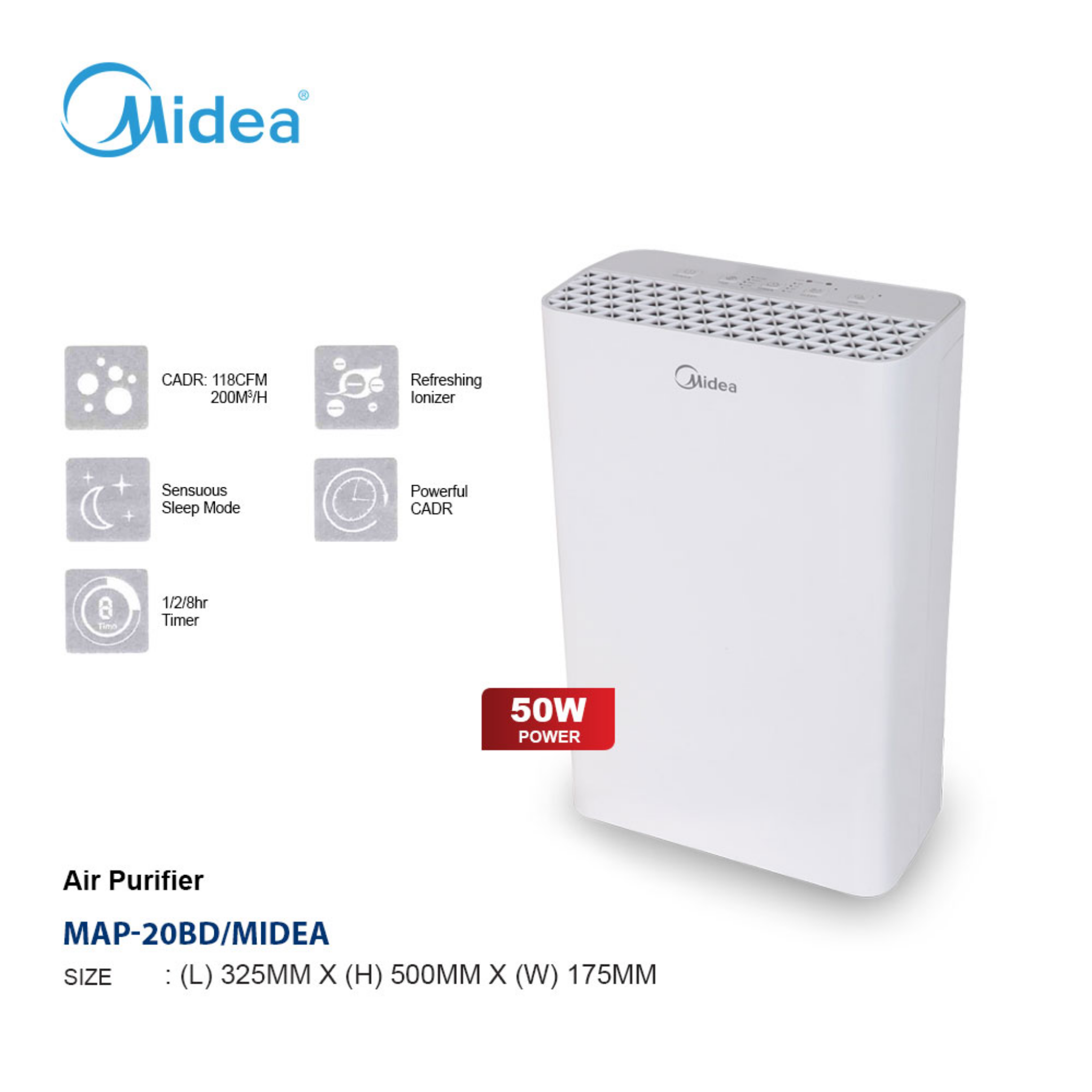Midea 50W Air Purifier MAP-20BD