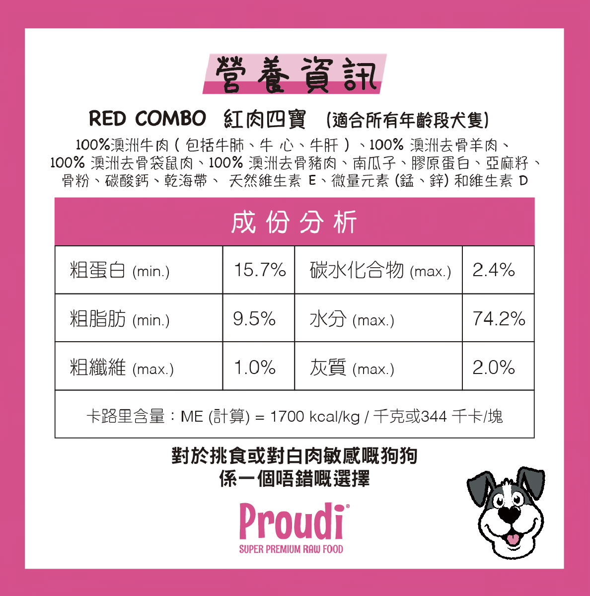 Proudi 生鮮狗糧｜紅肉四寶 Red Combo 