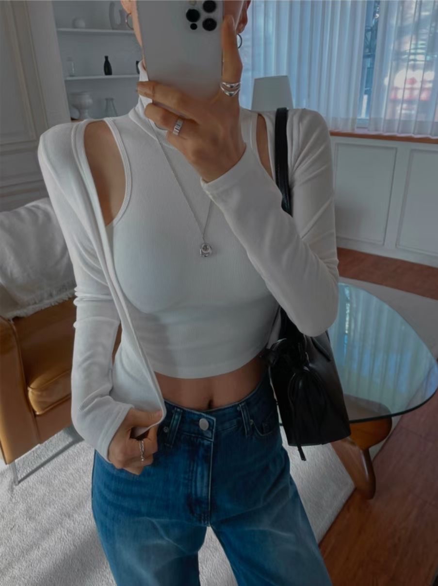 【 Goodbye Winter🤳🏻🤍顯身材max～高質量層次感入膊BRA TOP SET💭】Sexy Love Bra Top Set(兩色入)