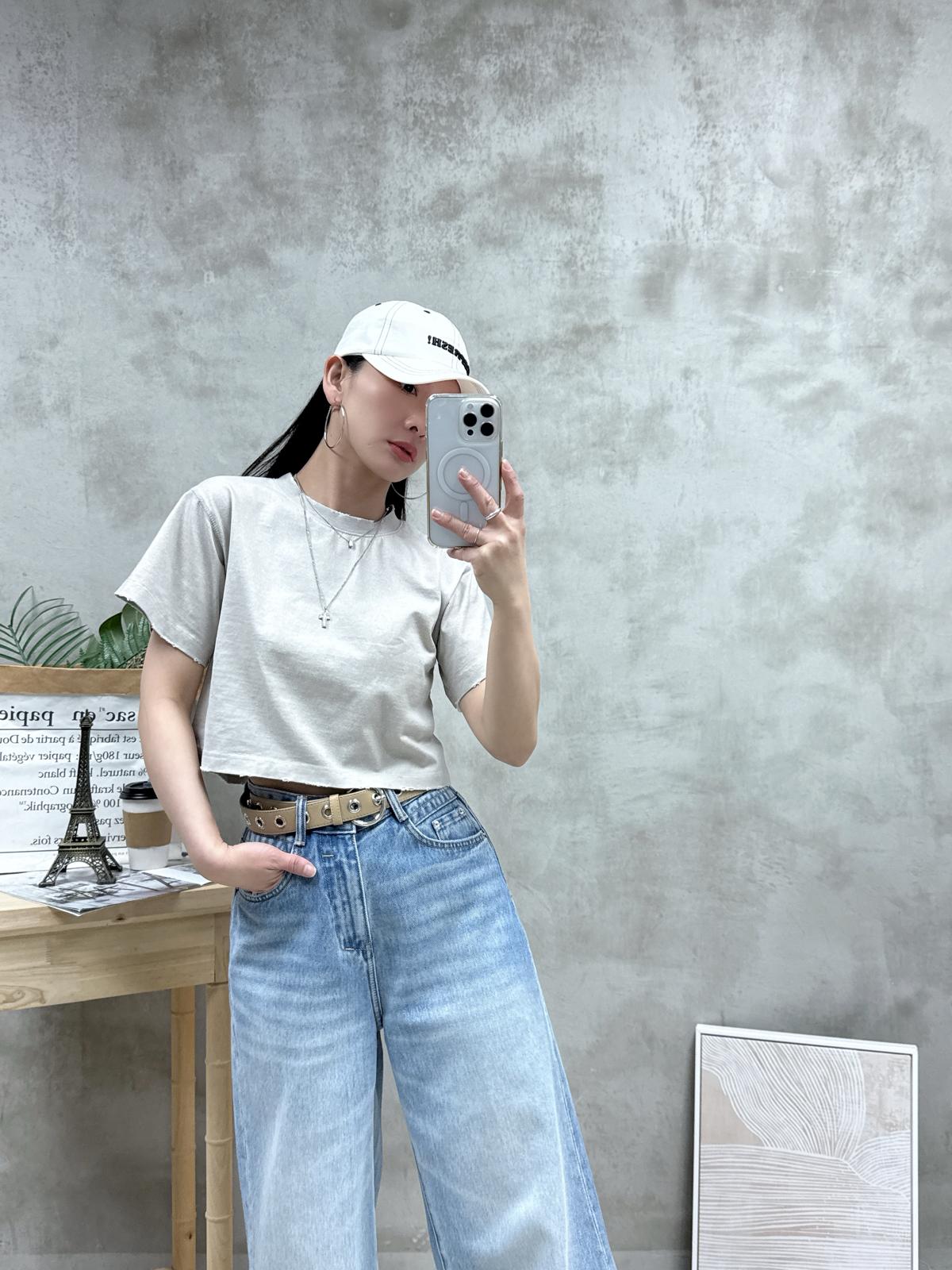 石磨爛洗水棉短Tee