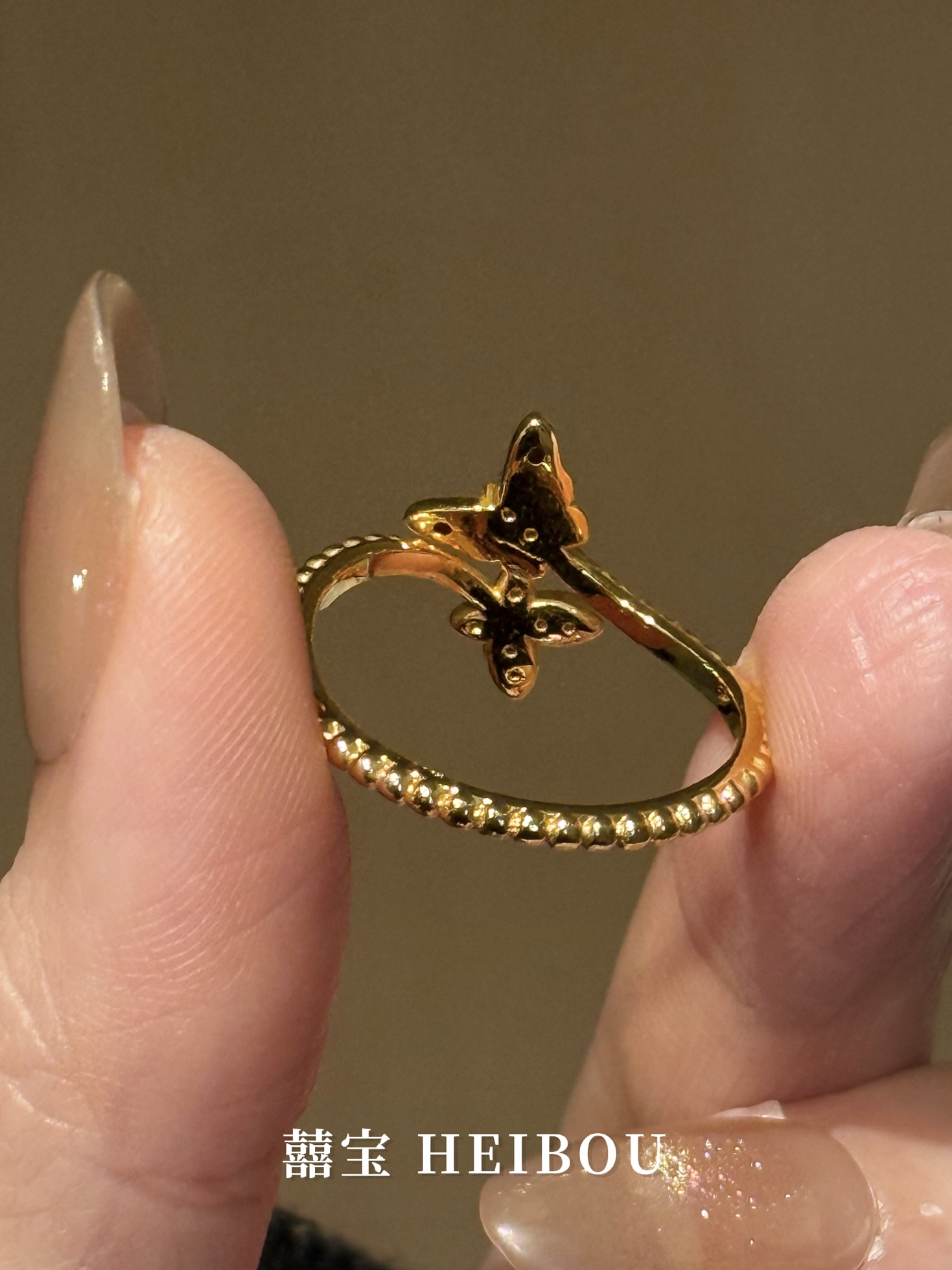 【6D镶嵌】点钻双蝶戒指