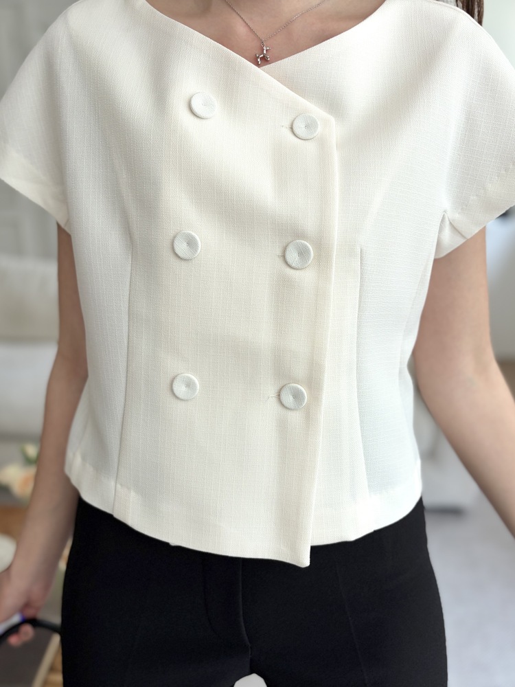 Chloe Double-Breasted Blouse (Ivory)