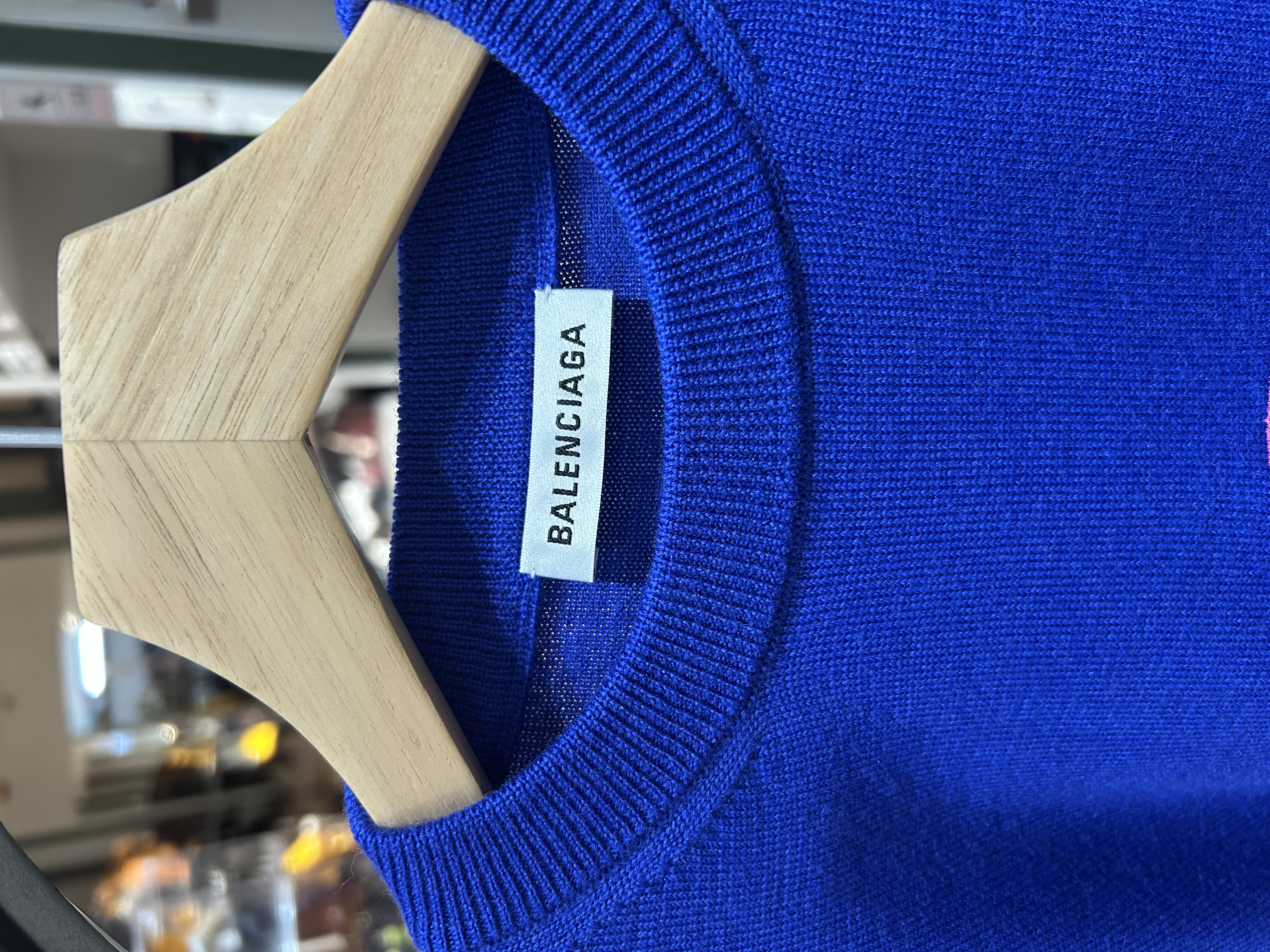 Balenciaga Sweatshirt Wolle Blau Logo 100%Authentic ,98%new 