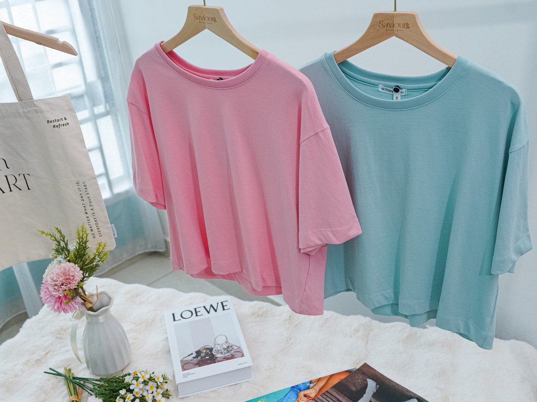 Pastel Drop-Shoulder Oversized Tee ‖ 马卡龙色系宽松落肩T恤KR013143