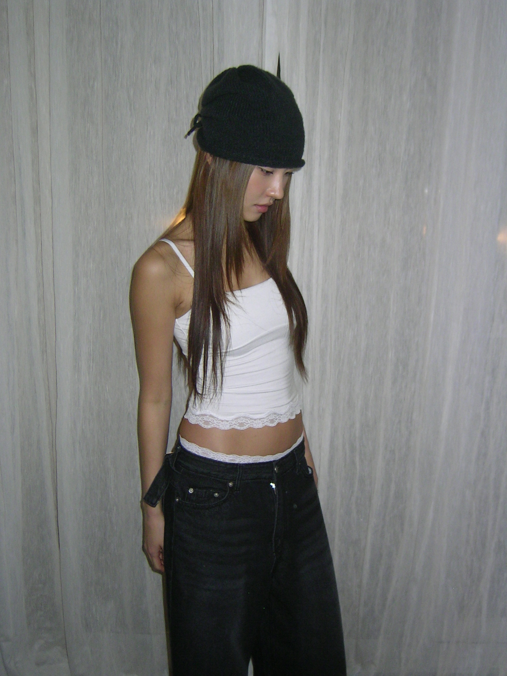 Back Buckle Wide Denim Pants