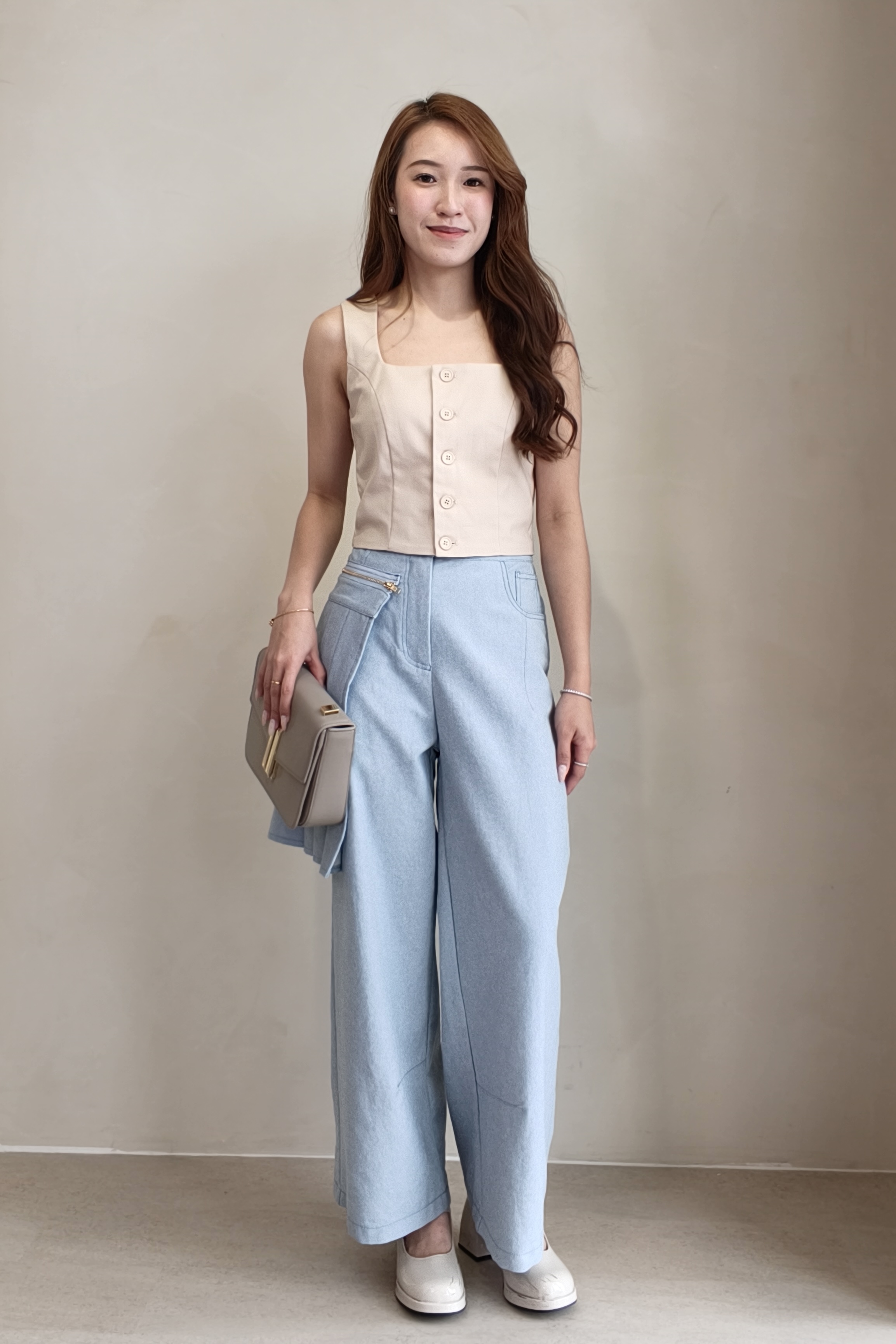 2057BP Sky Blue Utility Wide-Leg Pants