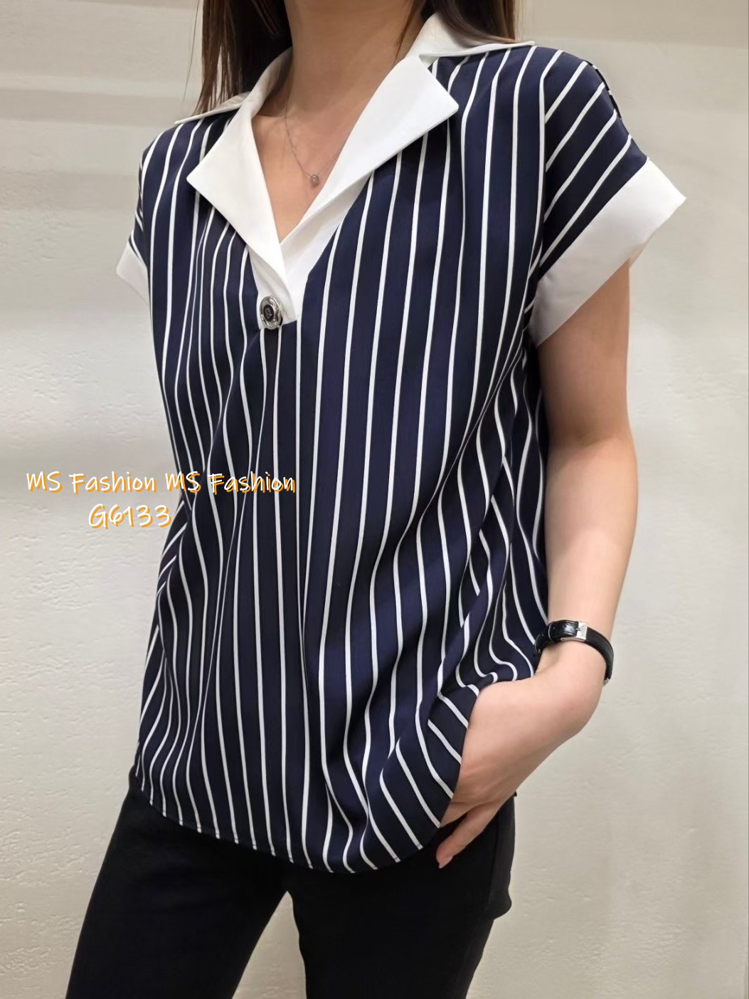 G6133 韓國🇰🇷靚料條子拼邊top