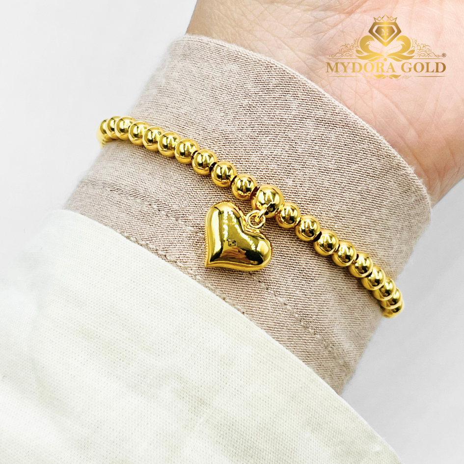 MYDORA Rantai Tangan Boba Gantung Love Licin l EMAS 916/22K