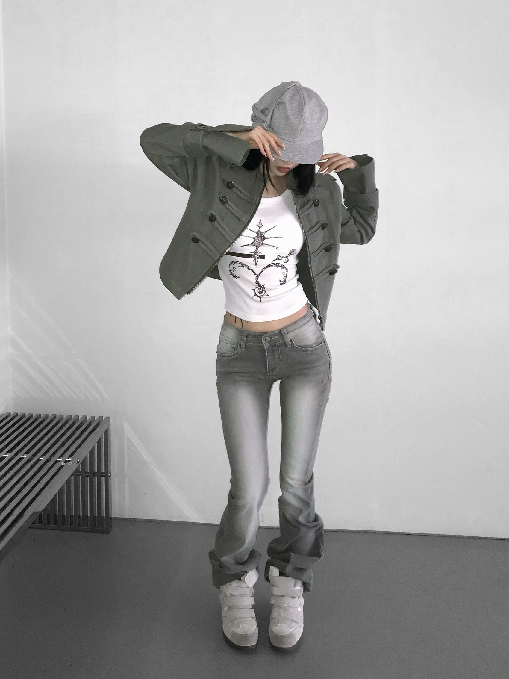 Vintage Zip Front Cropped Jacket