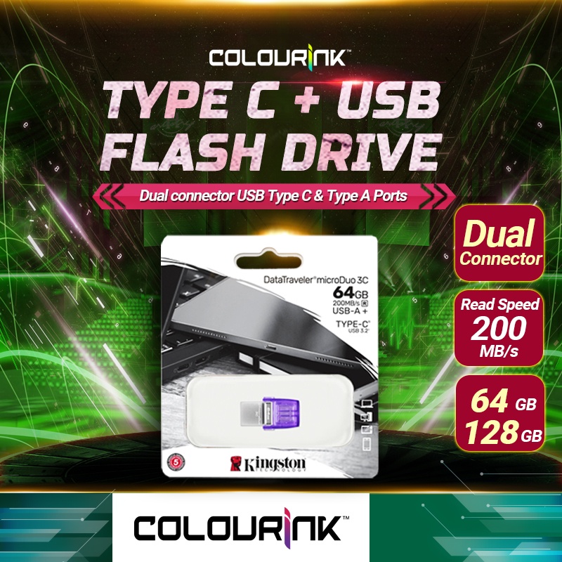 Kingston OTG DataTraveler microDuo 3C (DTDUO3CG3) with USB-A and Type-C Connection, Plug and Play (64GB / 128GB)