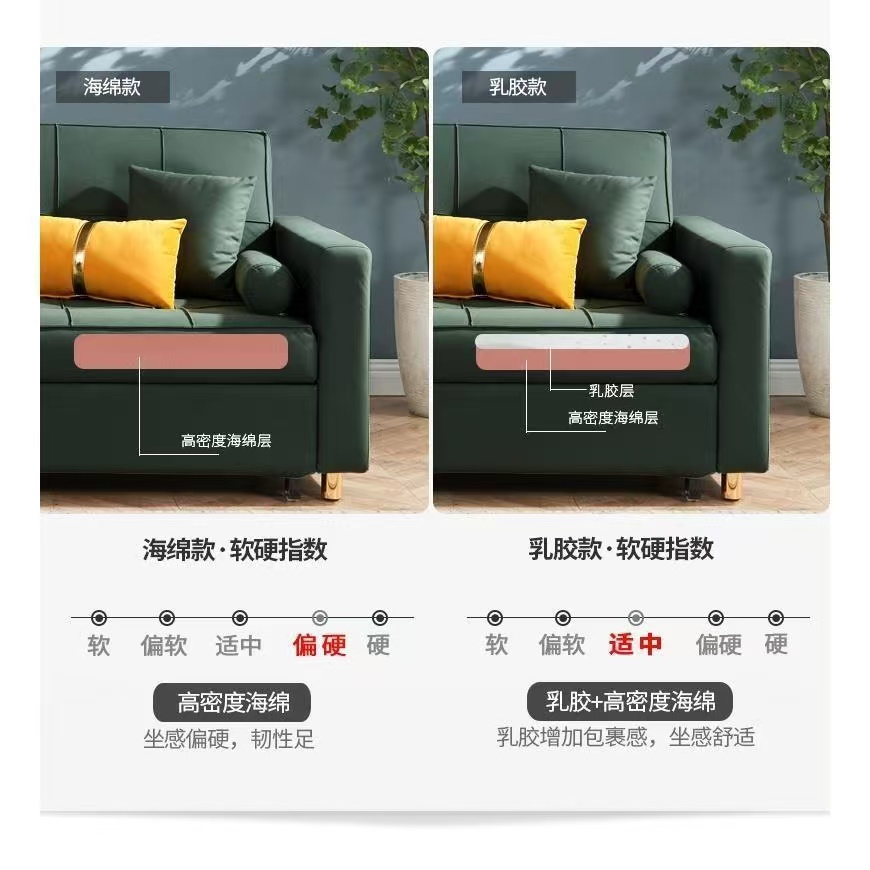 現代北歐多功能折疊沙發床小戶型網紅款三人懶人科技布客廳沙發床‑sofa bed