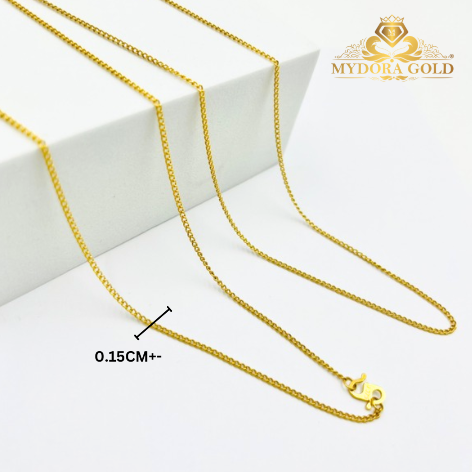 MYDORA Rantai Leher Gajah Licin (51cm) l EMAS 375/9K