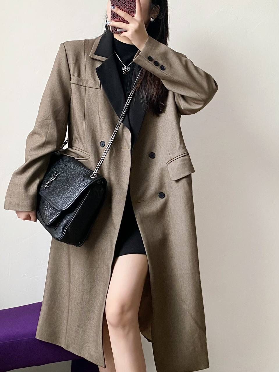 圣罗兰Niki大号粒面羊皮革手袋