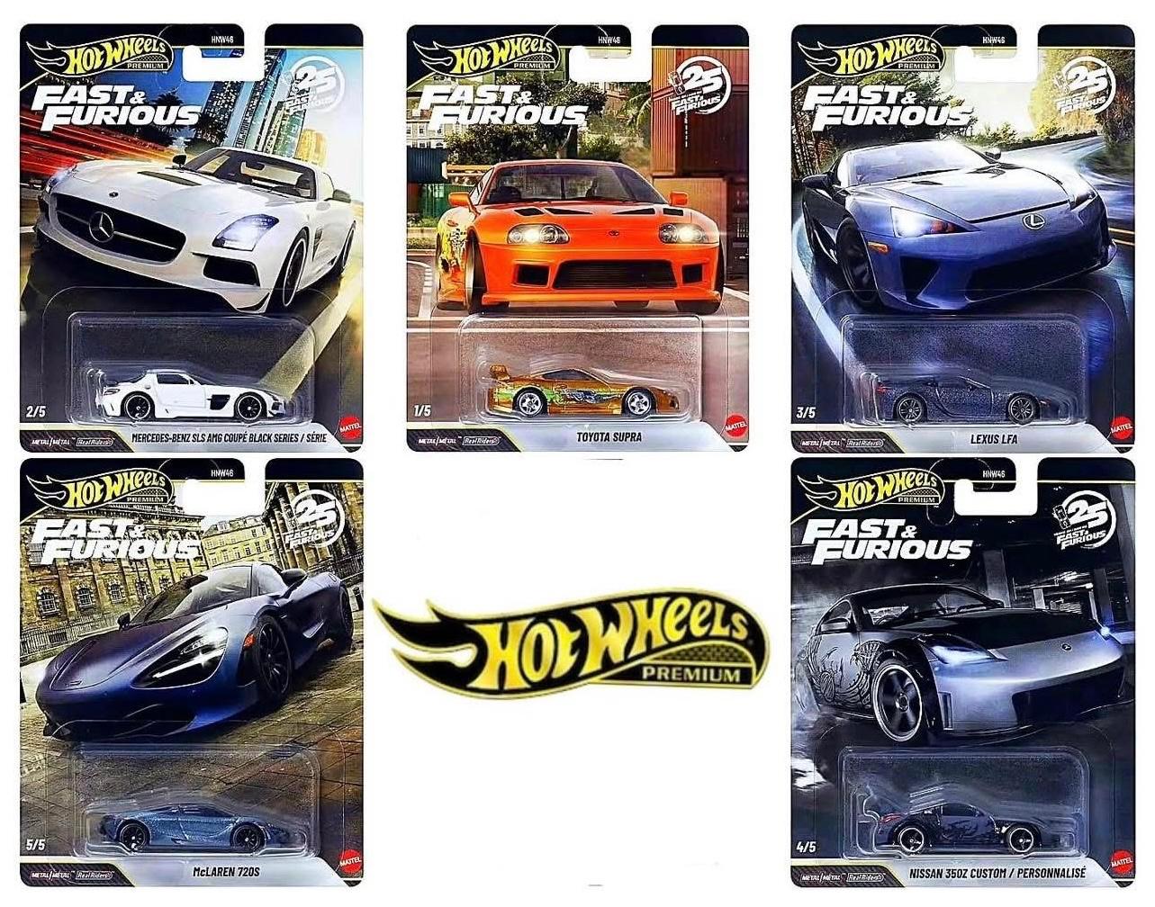 Hot Wheels Premium 2026 – Fast & Furious (Mix R) - Case of 10 PCS (Toyota Supra Chase / Mercedes-Benz SLS AMG / Lexus LFA / Nissan 350 Custom / McLaren 720S)
