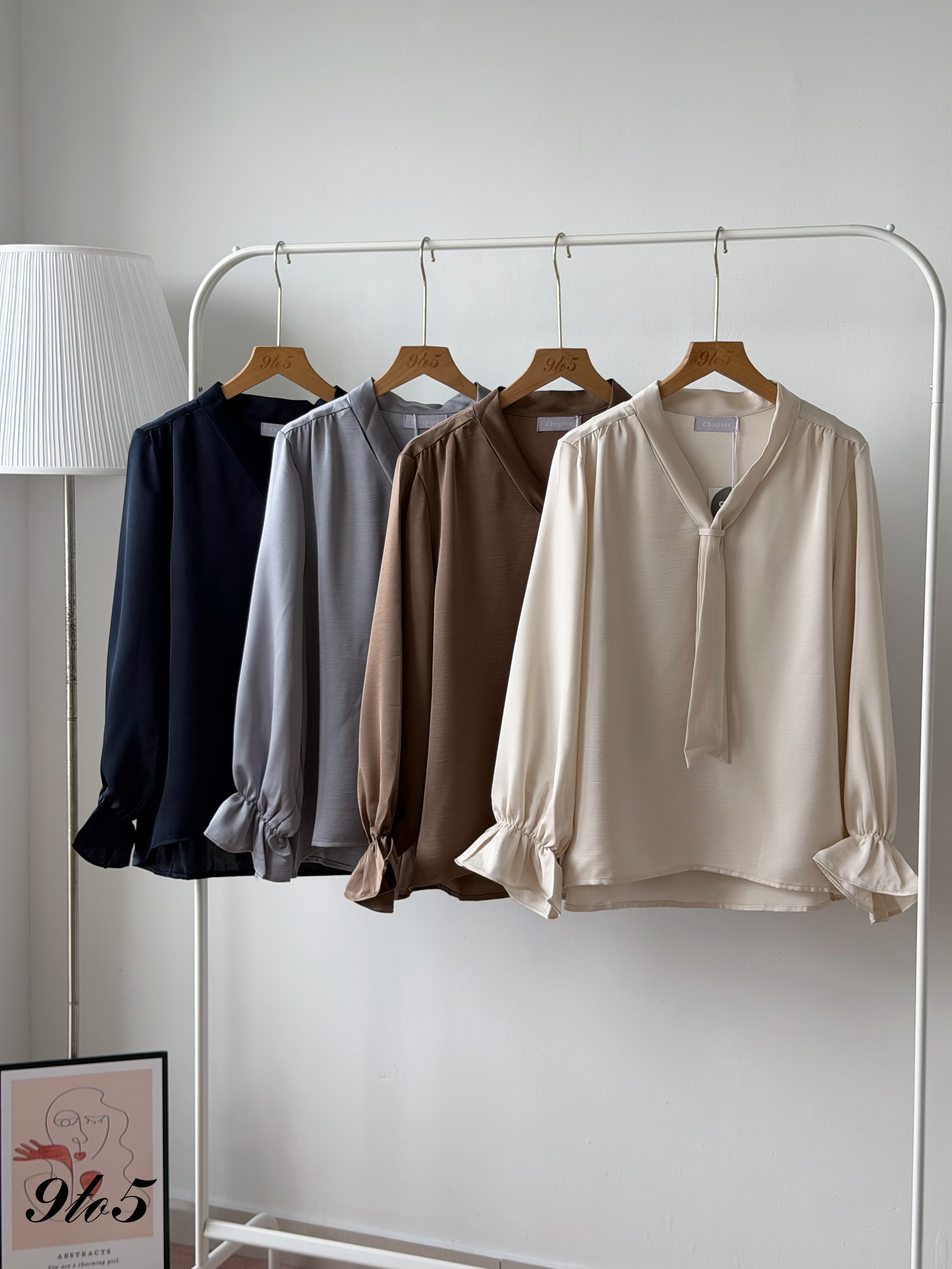 T4551 Long Sleeve Satin Blouse - 4 Colors 