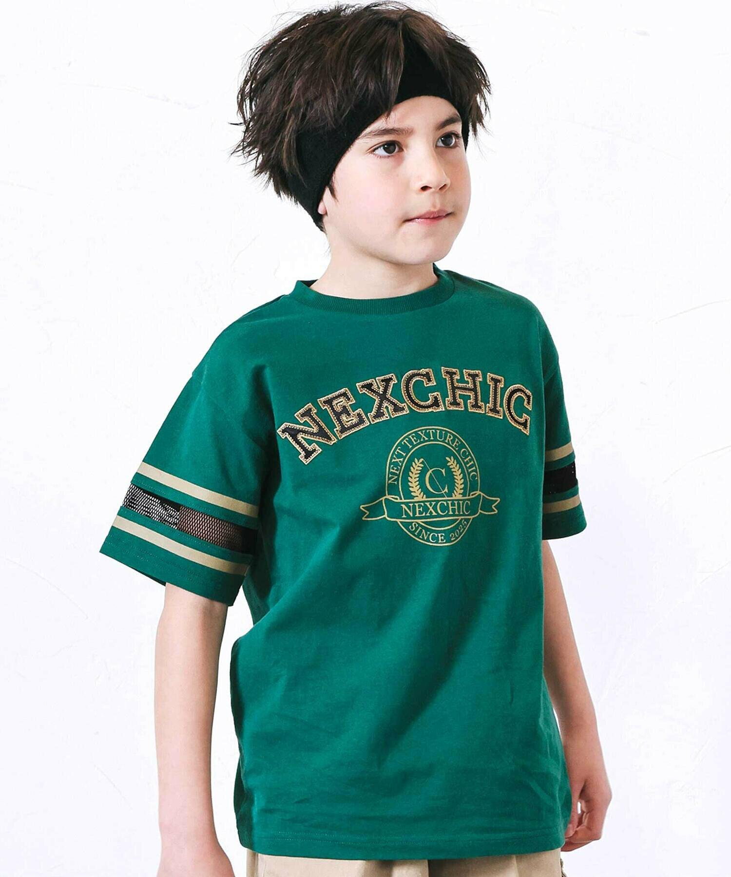 🆕【⭐訂購⭐】🌀 🇯🇵 日本直送 Nexchic 學院風 刺繡貼布 網眼袖 短袖T恤［2款選］ 🌀[ELDA-0153][260516]