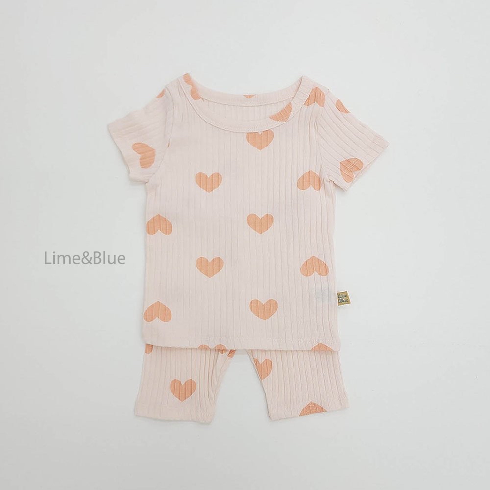 Modal Heart Ribbed Short-Sleeve Set