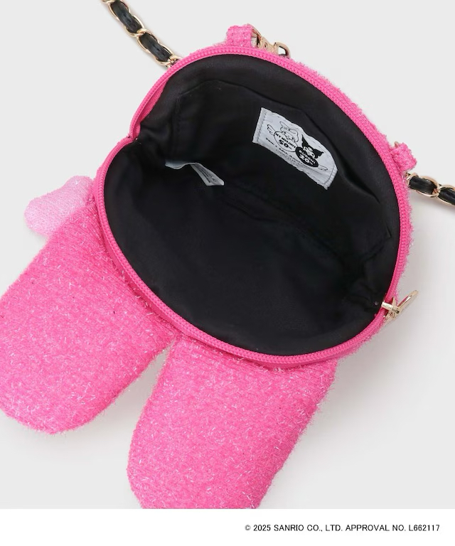 日本服裝品牌-OPAQUE.CLIP X MELODY KUROMI 閃閃斜孭袋/化妝袋