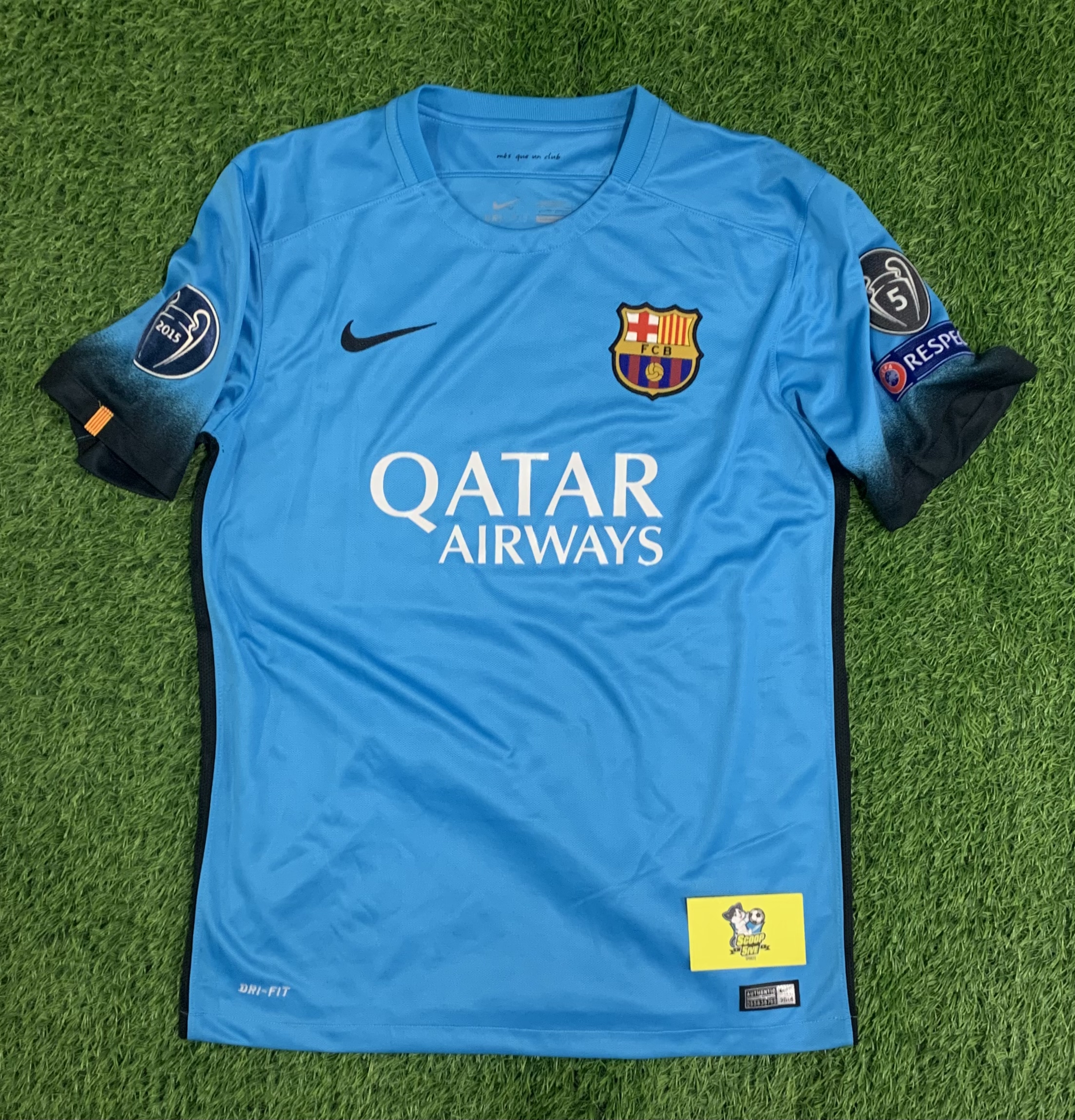 二手 75%新 2015-16 巴塞隆拿 二客 球迷版 短袖 連歐聯3寶