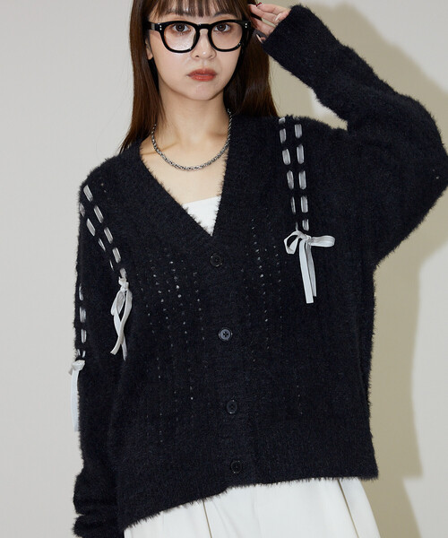 蝴蝶結綁帶針織外套