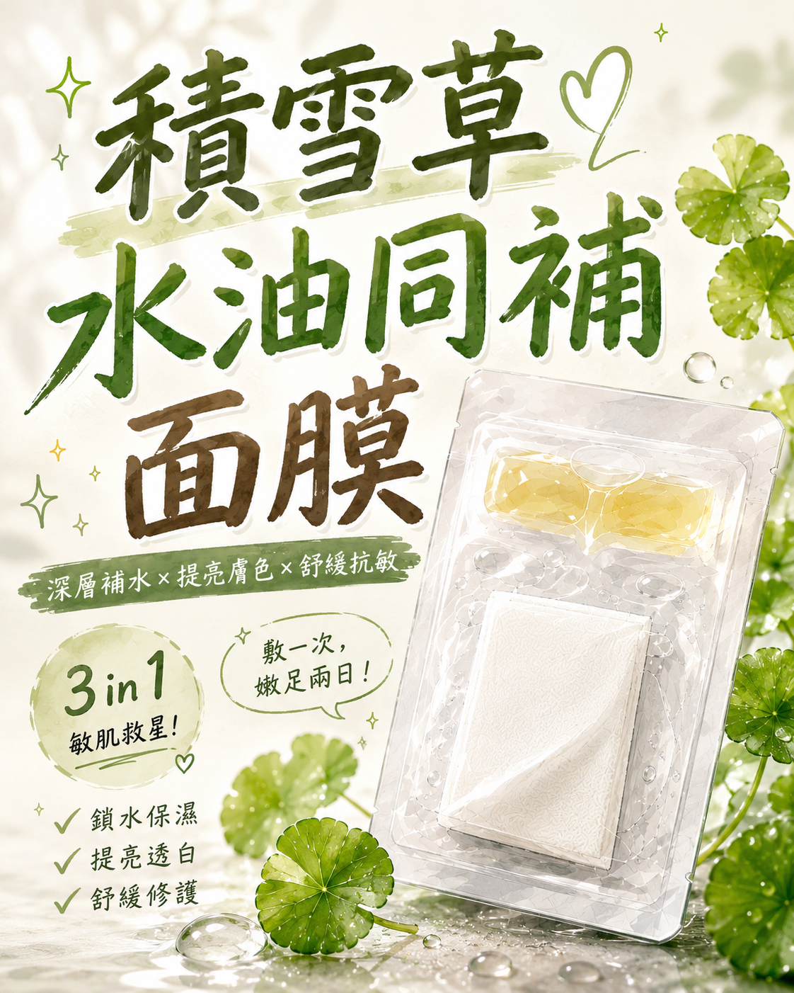 27//7出貨 《日本水油修復面膜》8片