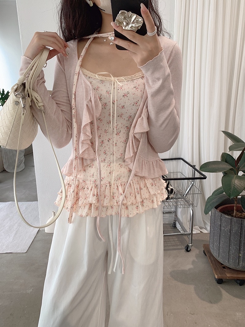 小清新温柔碎花 两件套