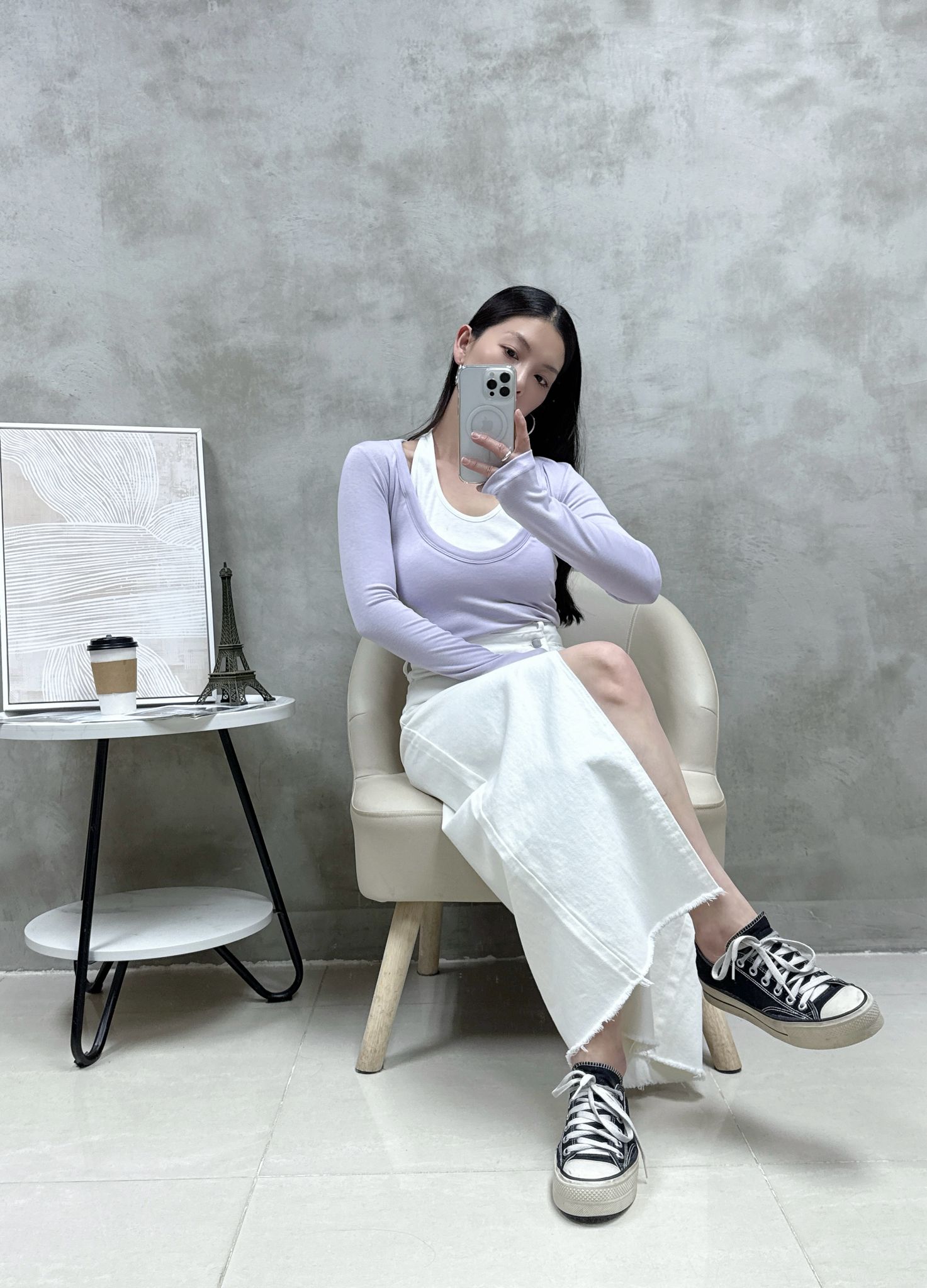 C06 假兩件拼色Top