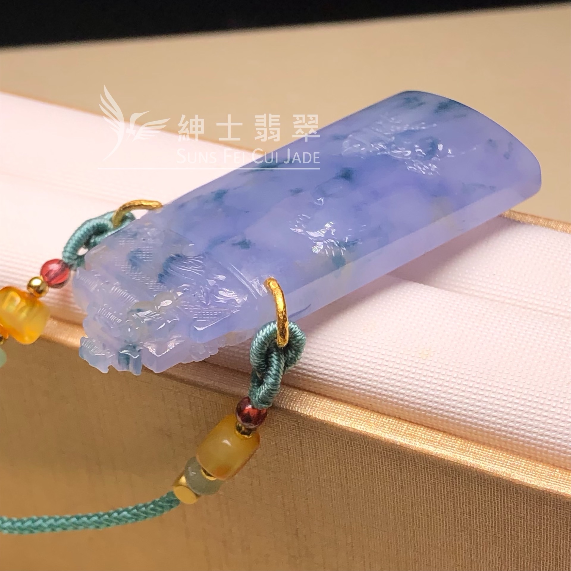 B08622 濃茄紫飄花亭樓風格無事牌
