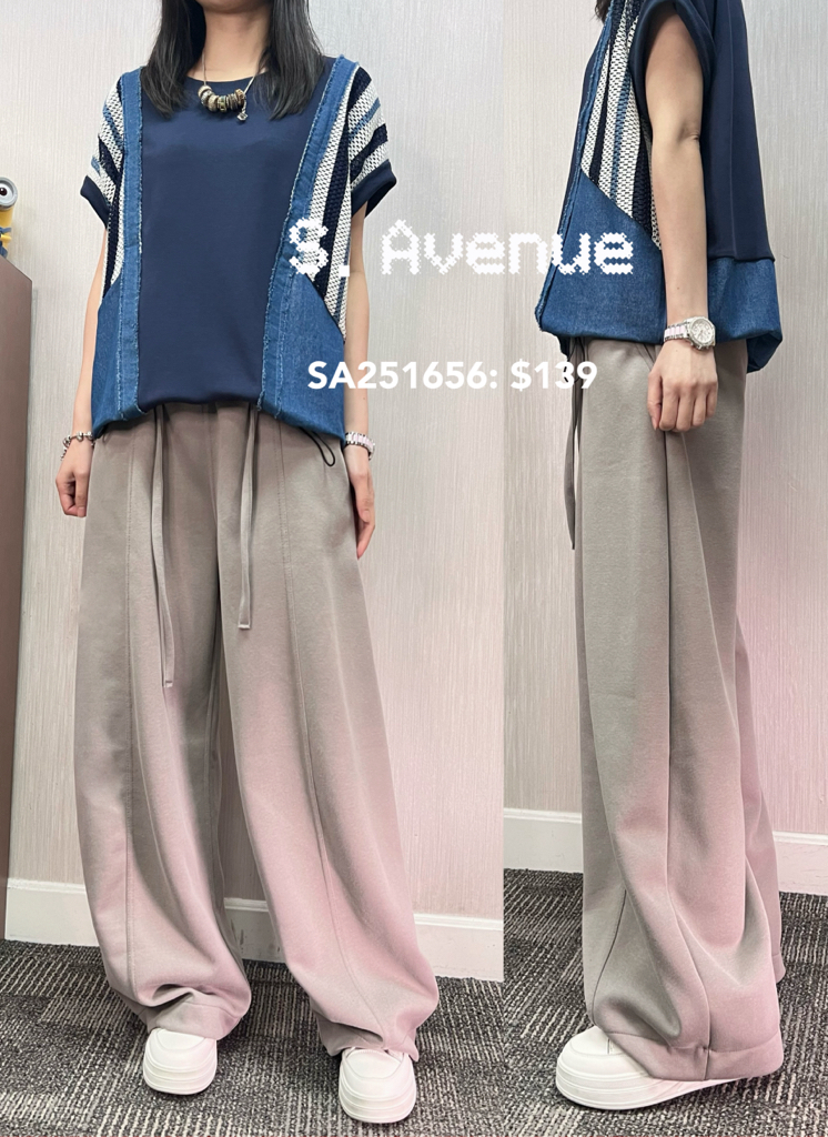 SA251656: 橡筋腰有帶仔闊身彎刀褲