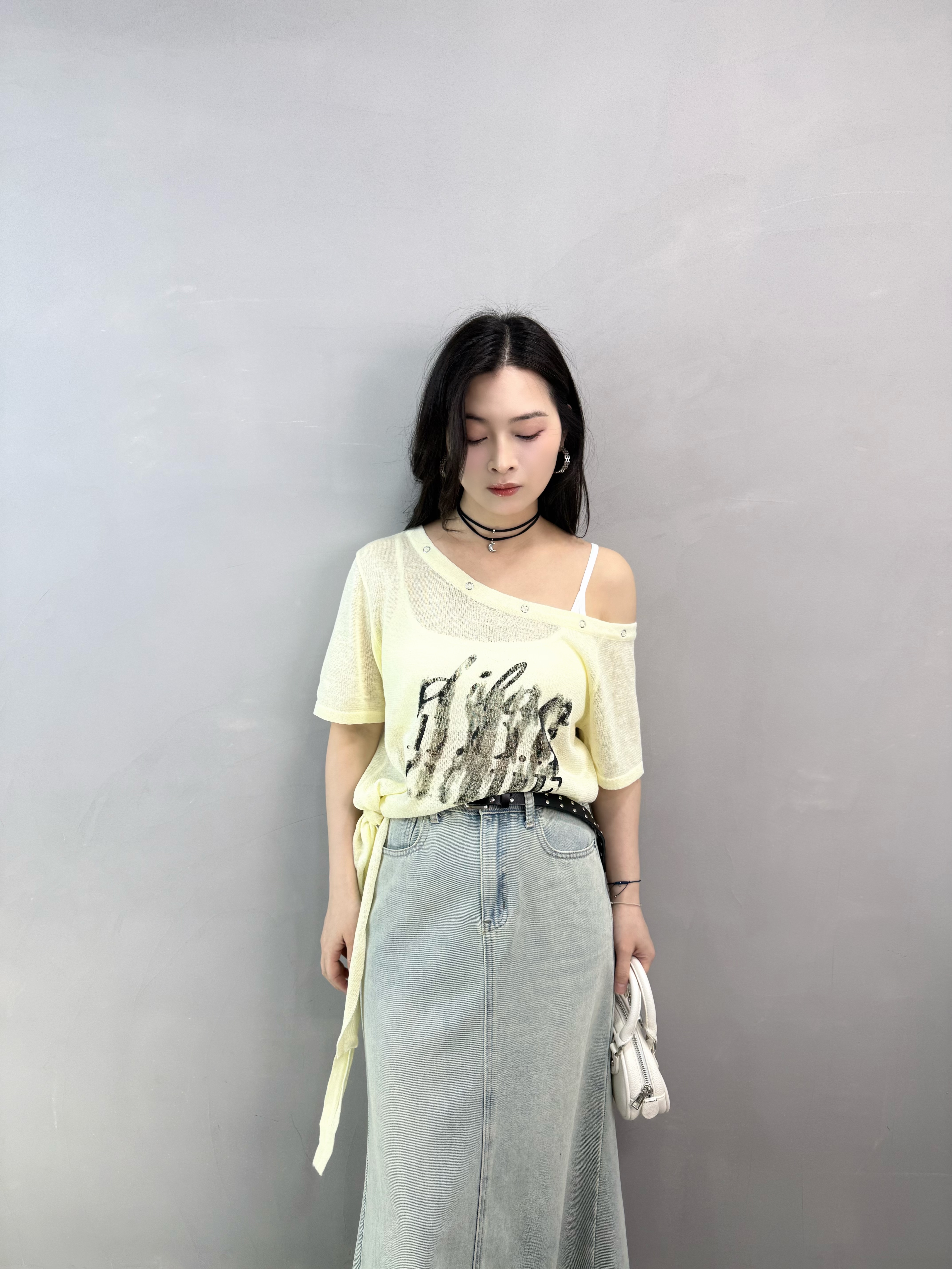 N66 斜綁冰絲線Top