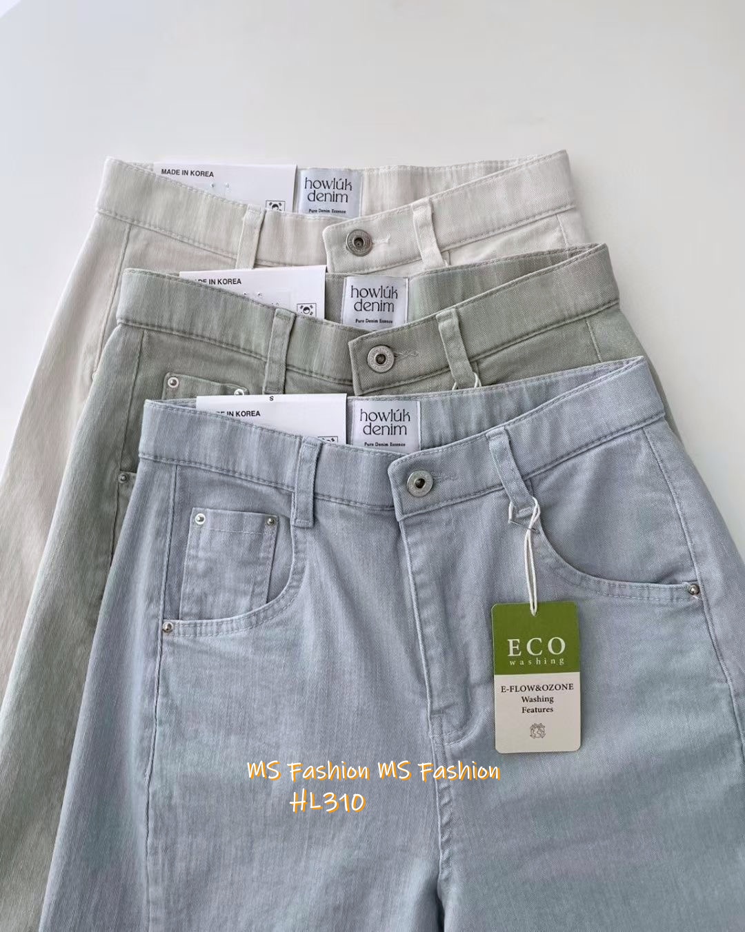 HL310 韓國🌼Howluk8分拼接彈力棉闊筒牛