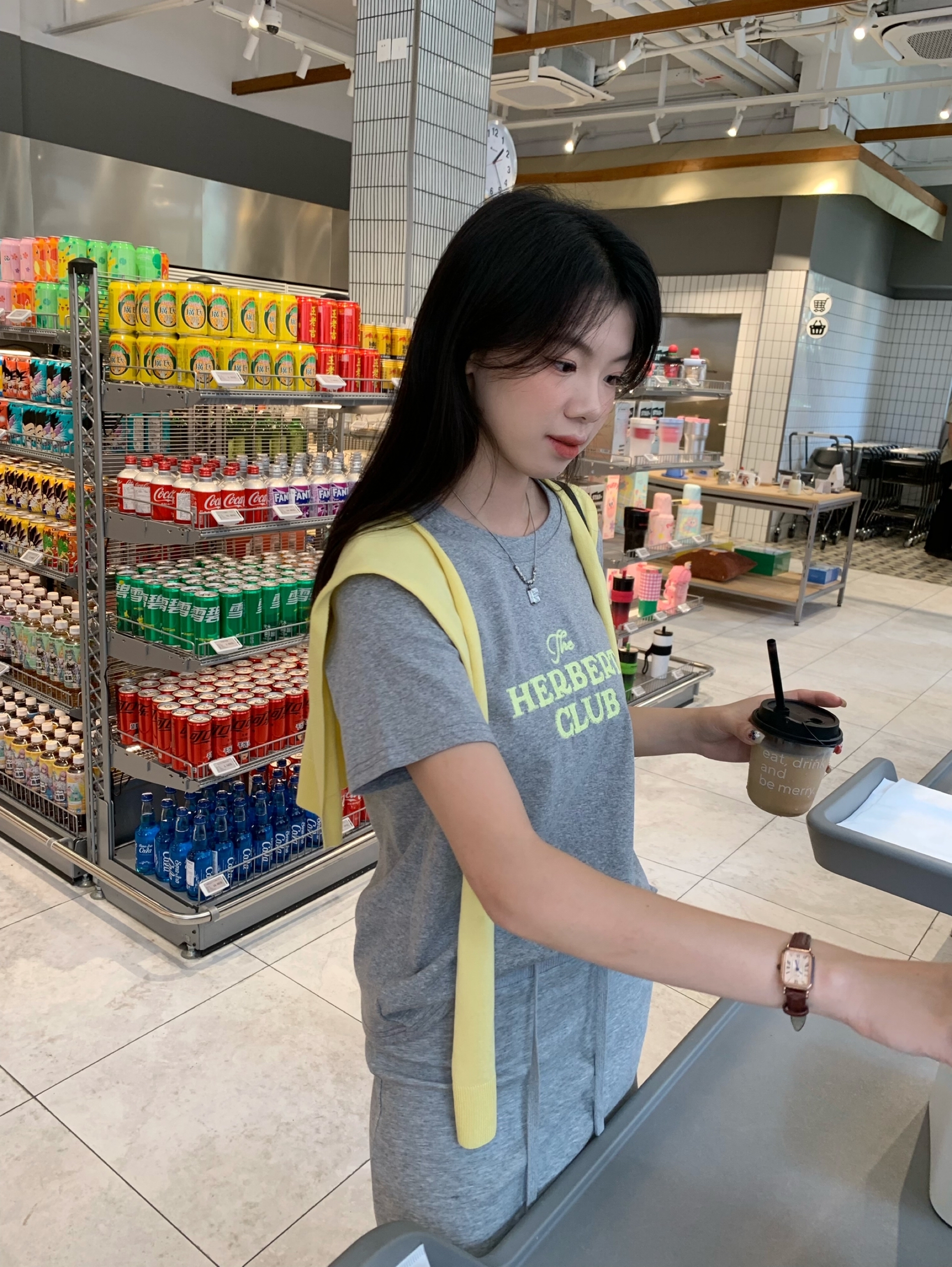 The Herbert Club Letter Embroidery Top+Shawl+Skirt Sets 撞色刺绣字母休闲 3 件套 （3 colours）