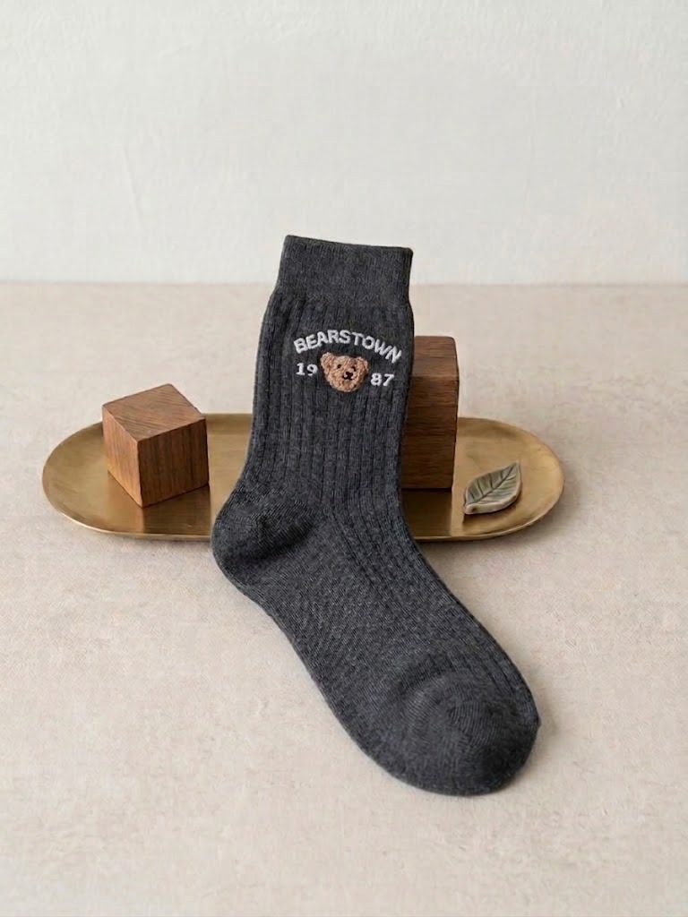 Korean Bearstown Men's Mid Crew Socks