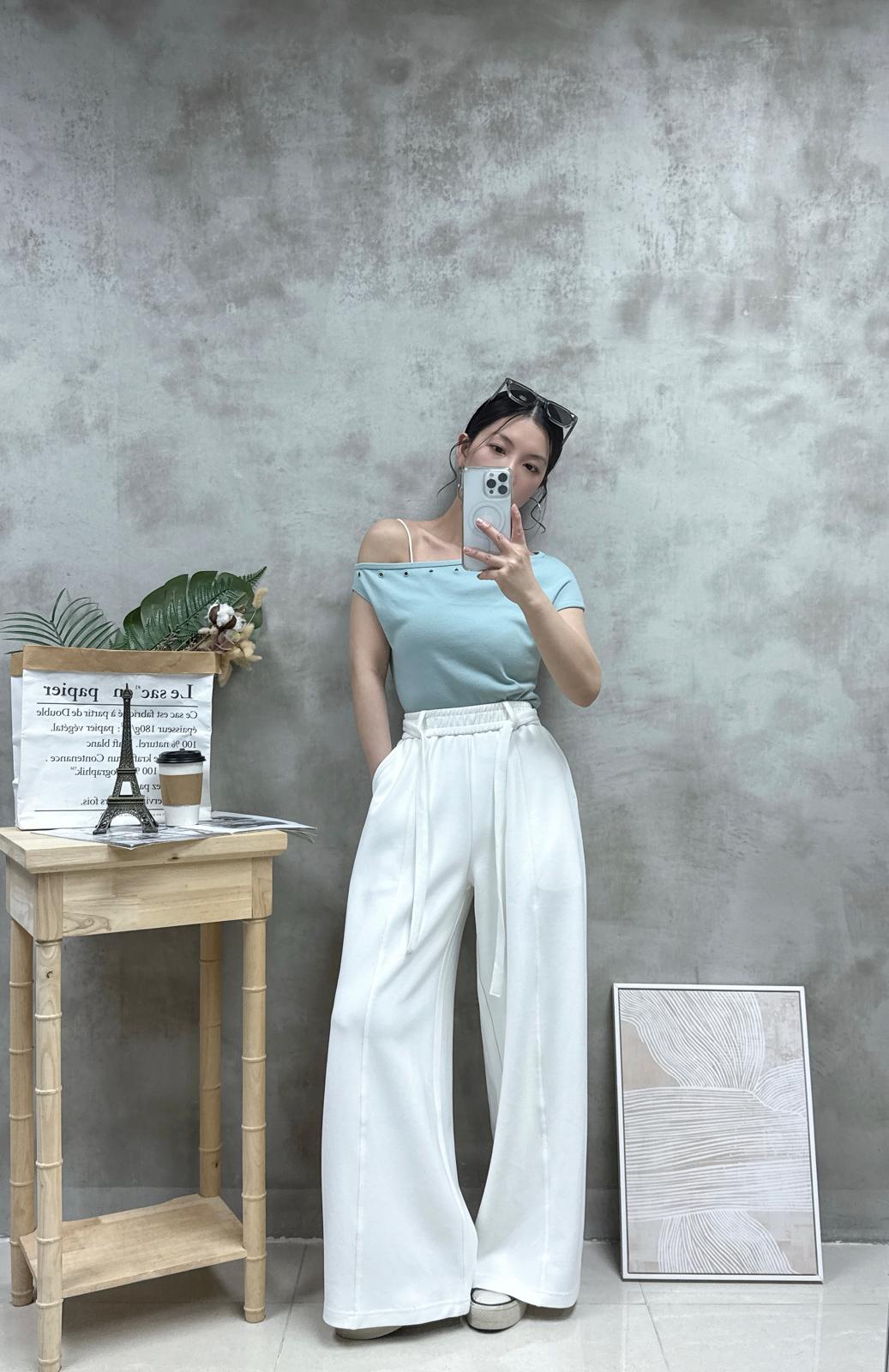 G15 斜膊鍋釘棉質Top