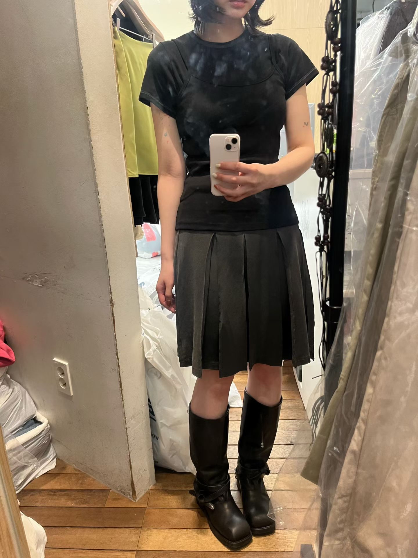 Washed cotton skirt